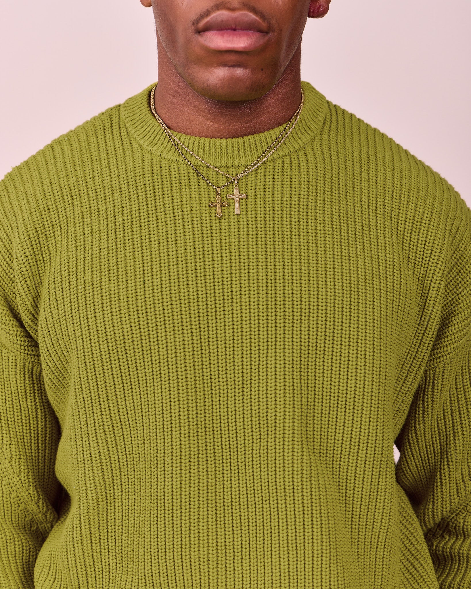 Fisherman O-Neck Knit - Moss Green