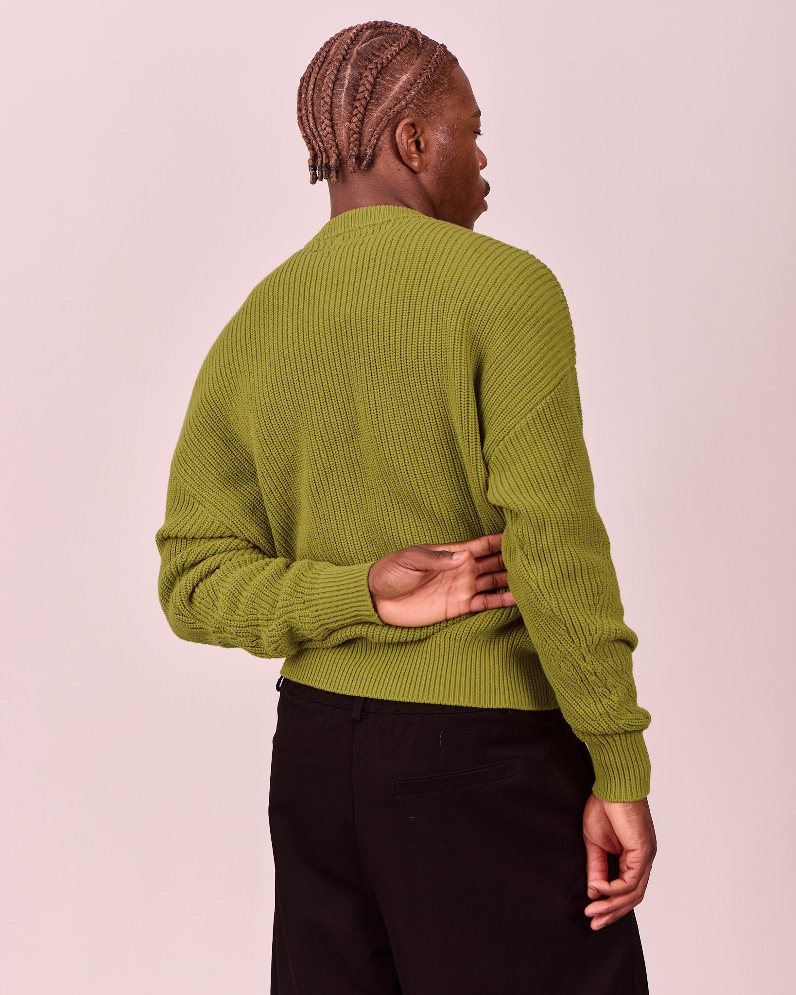 Fisherman O-Neck Knit - Moss Green