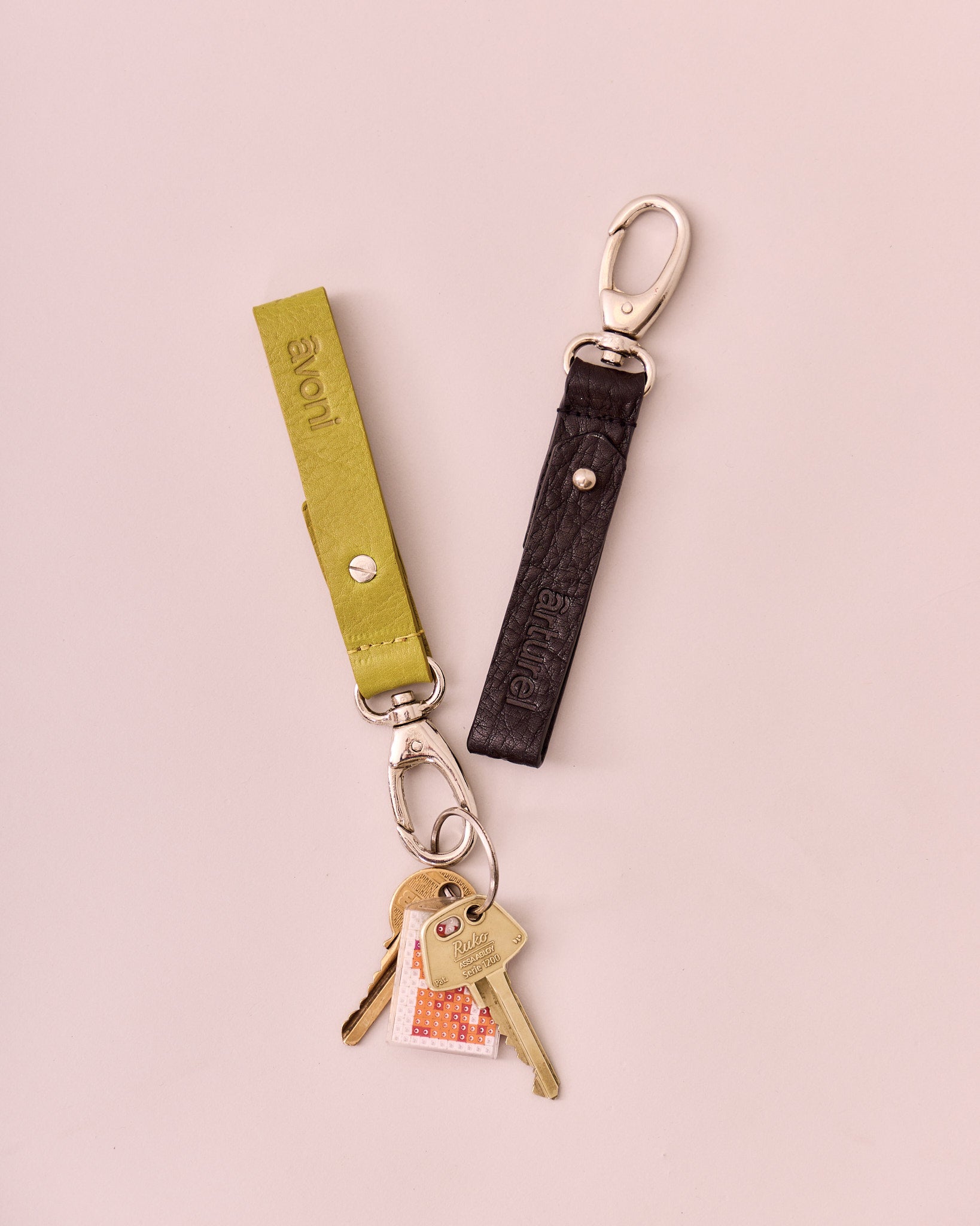 High Gloss Leather Keyring - Black