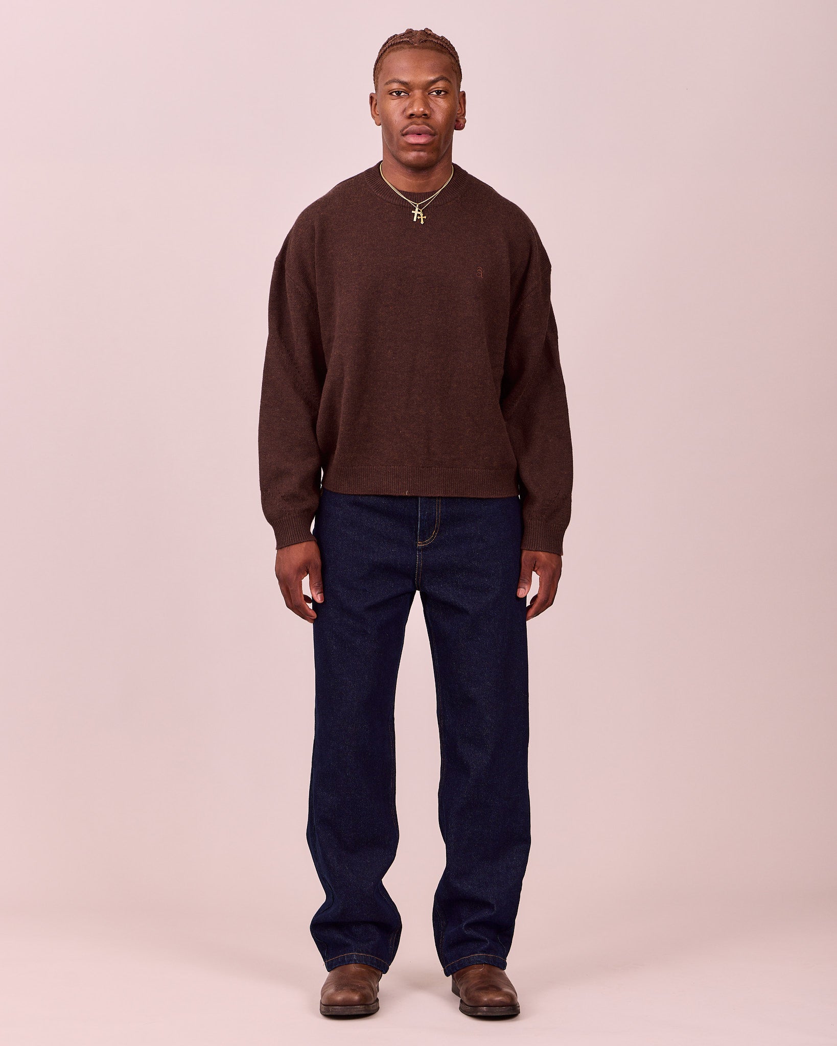 Merino O-Neck Knit - Coffee Bean