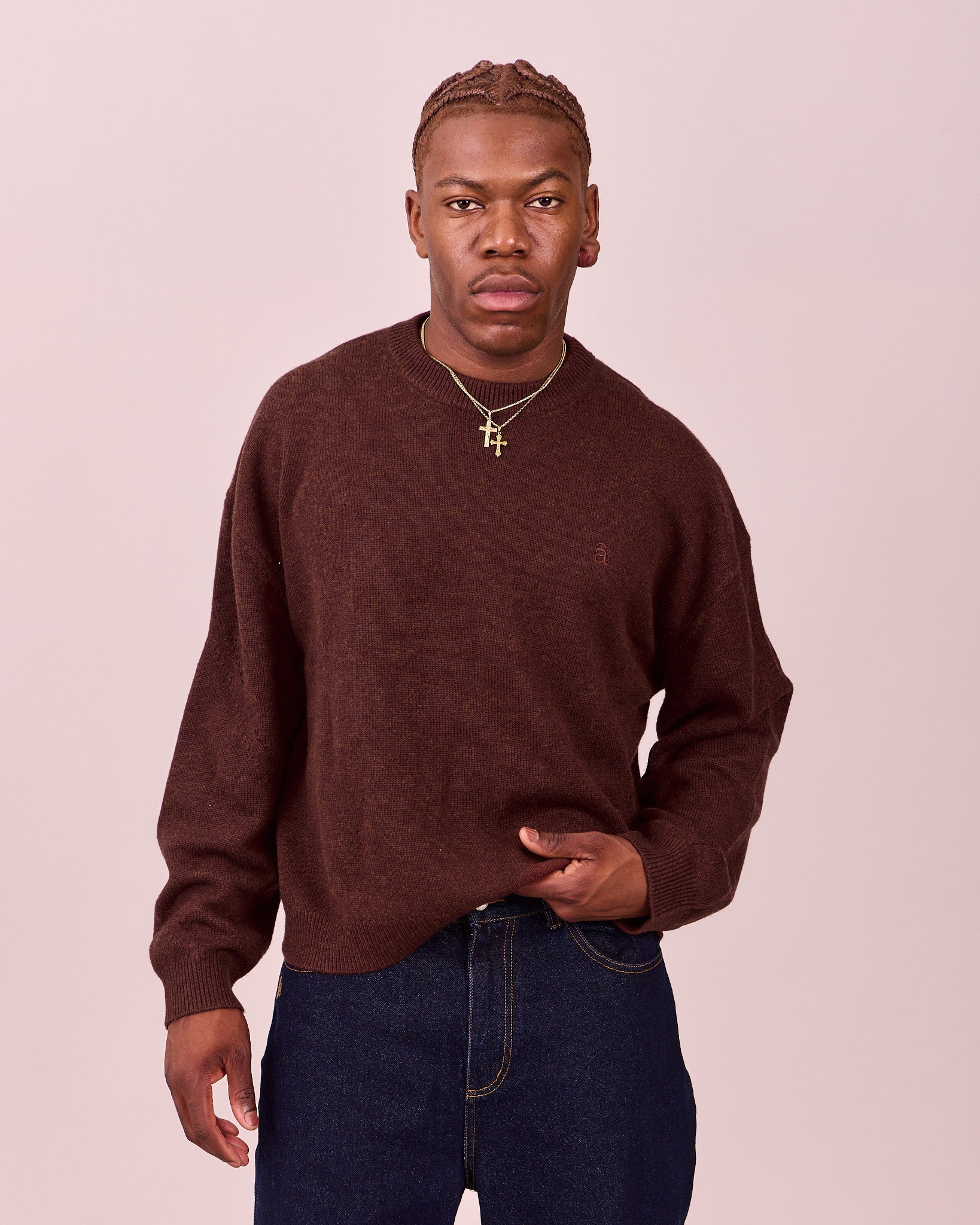 Merino O-Neck Knit - Coffee Bean