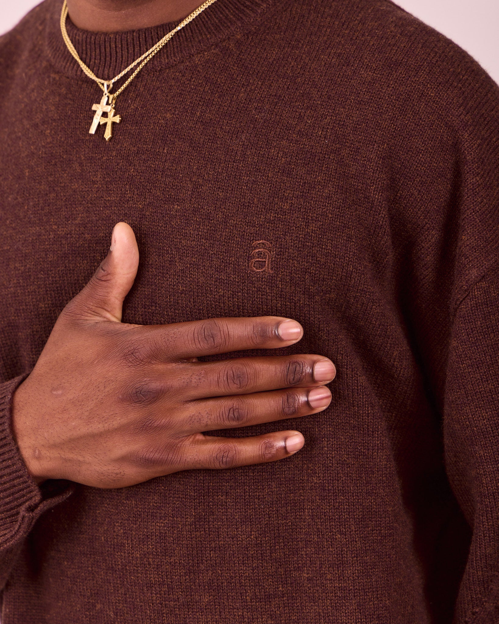 Merino O-Neck Knit - Coffee Bean