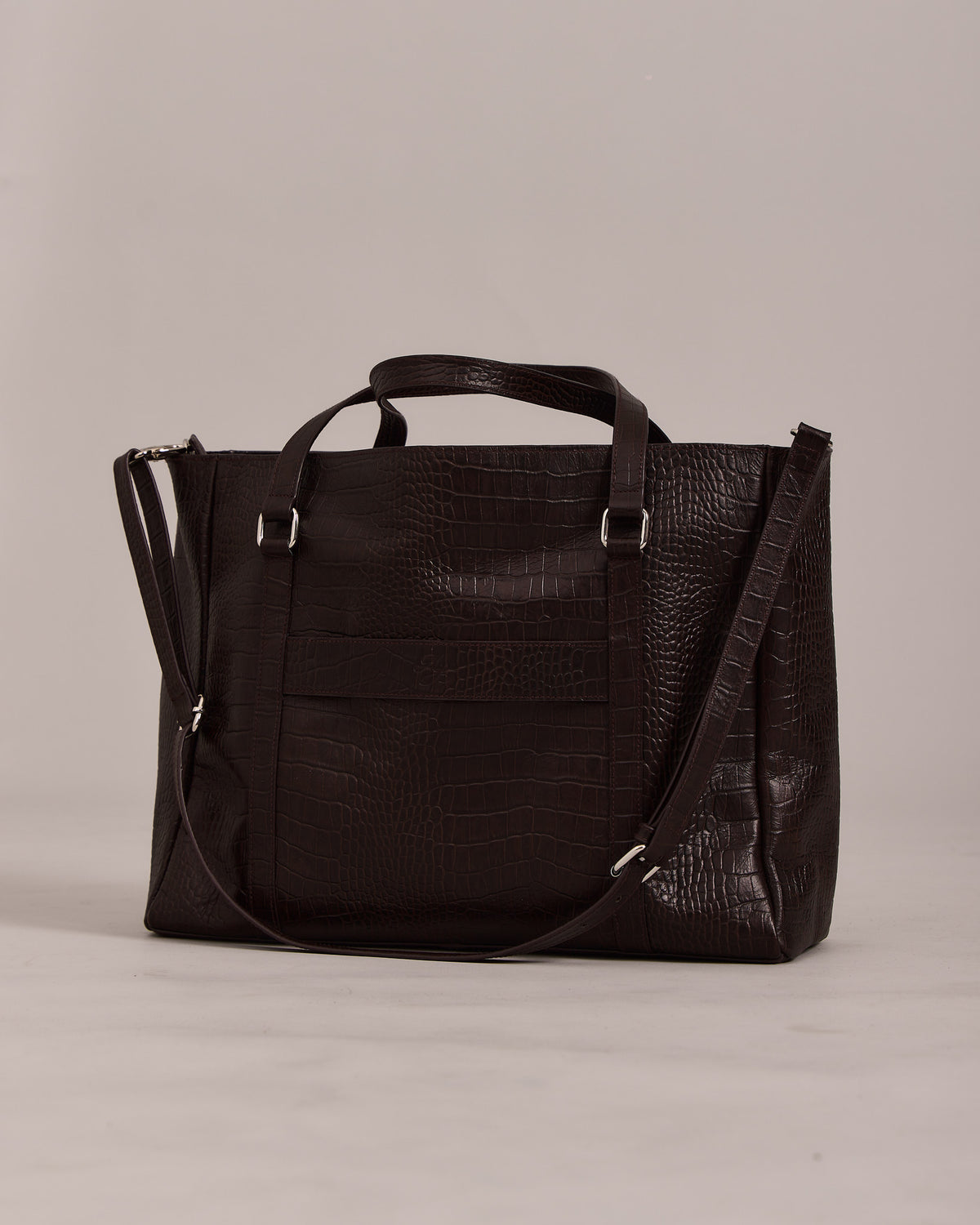 High Gloss Leather Bag - Brown Croc