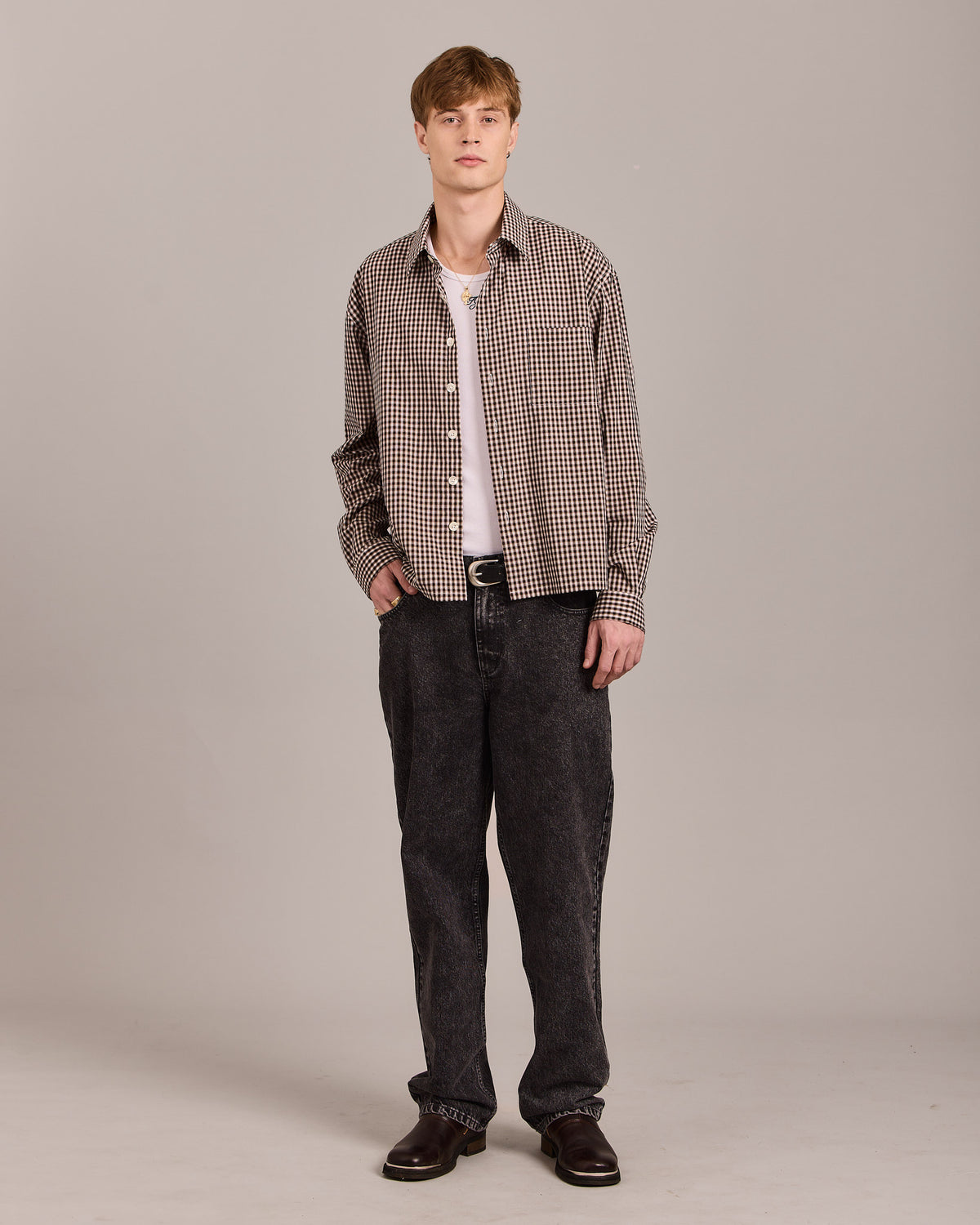 LS Checkered Shirt - Black/Brown