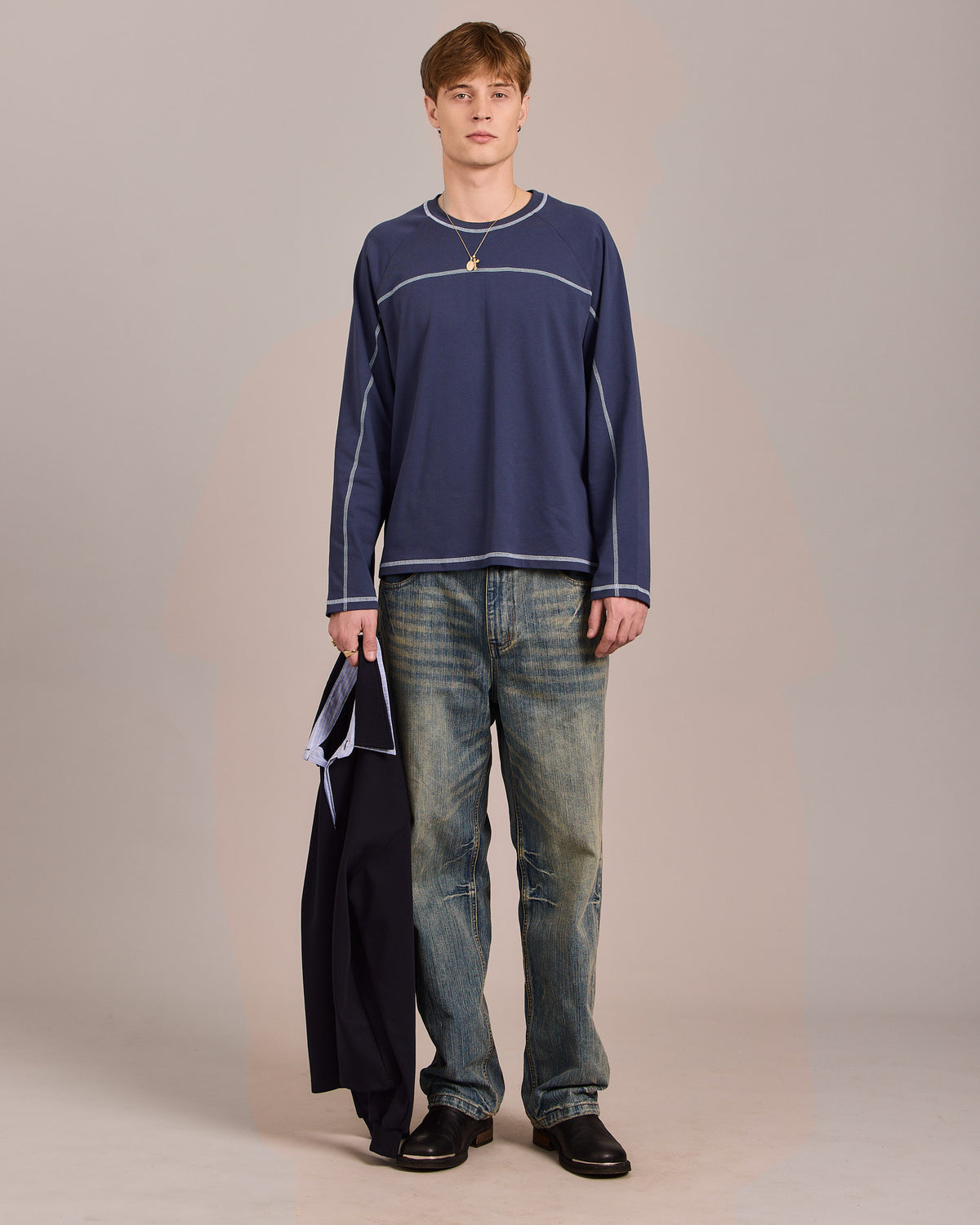 LS Classic Flatlock Tee - Dusty Blue/Baby Blue