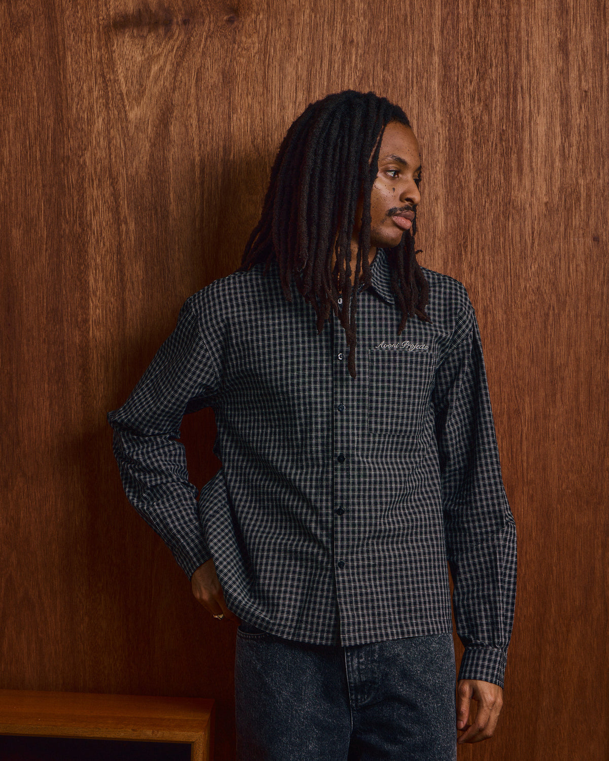 LS Checkered Shirt - Button Up SPFL - Jet Black