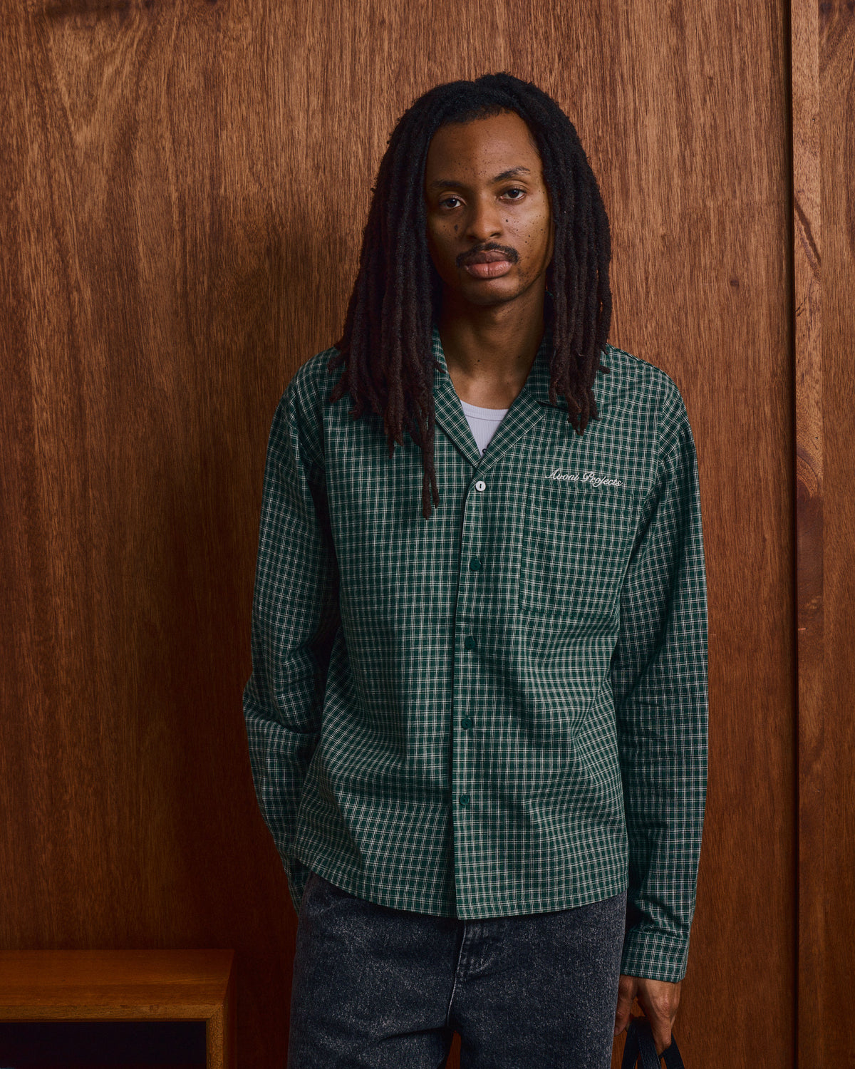 LS Checkered Shirt - Bowling Collar SPFL - Dark Green