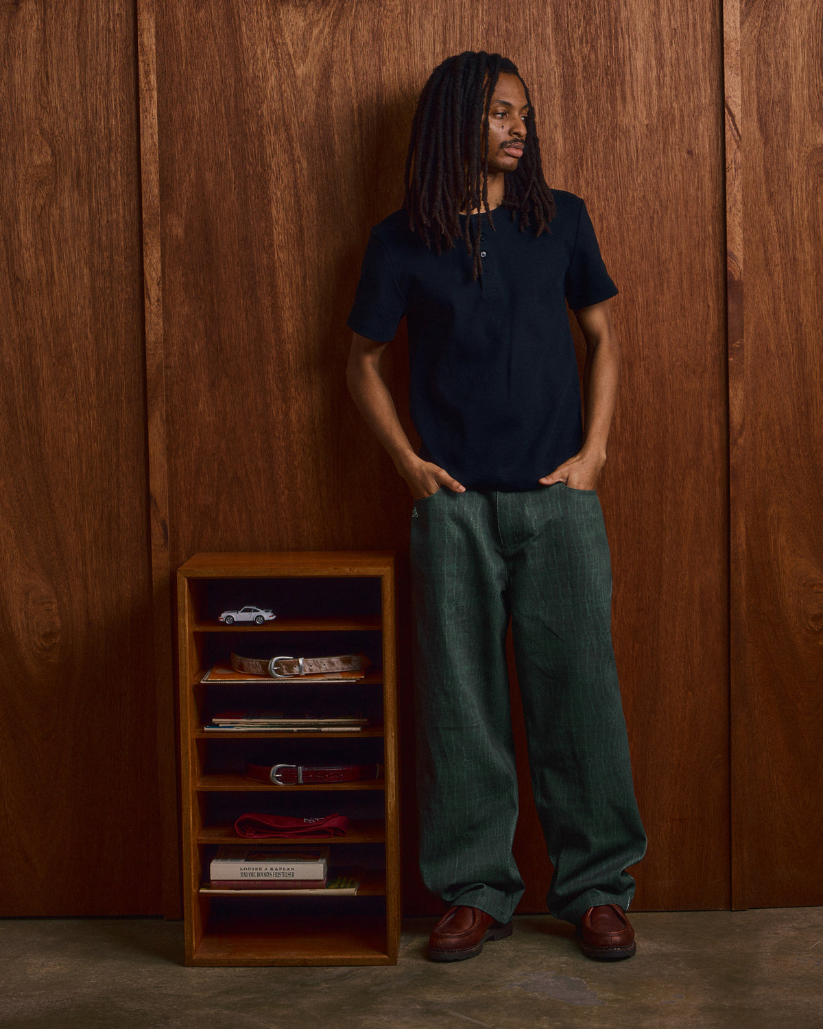Baggy Canvas Pants - Green Croc