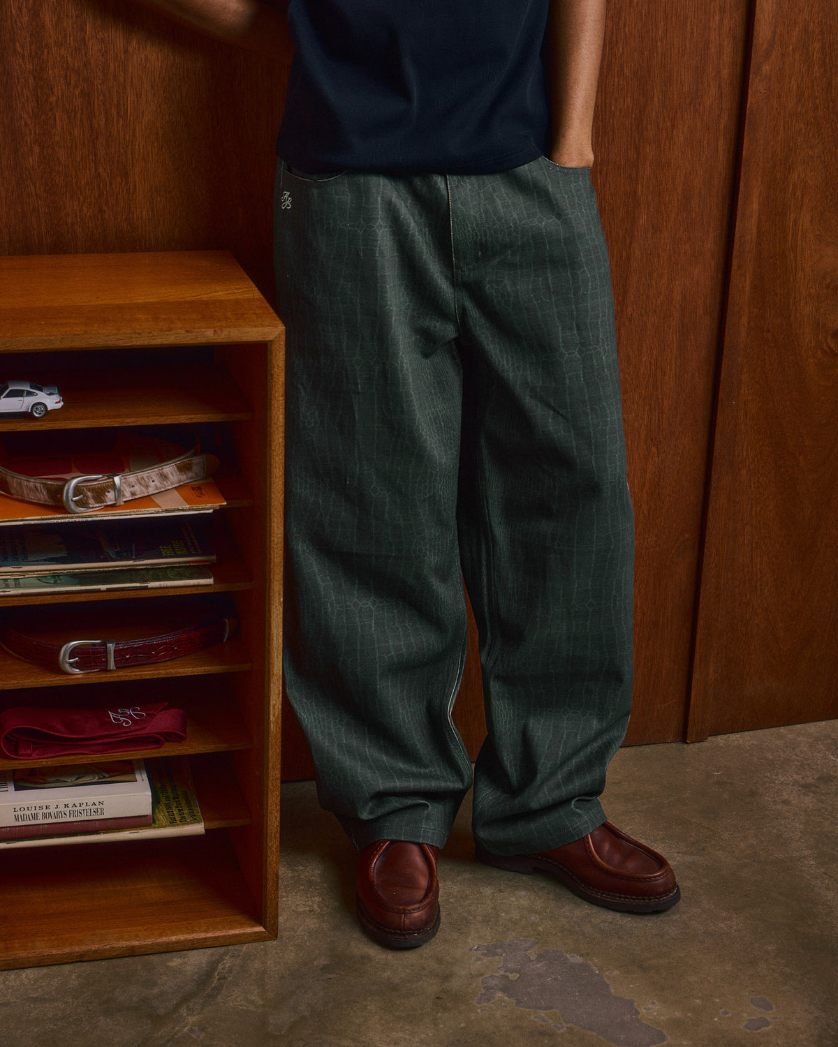 Baggy Canvas Pants - Green Croc