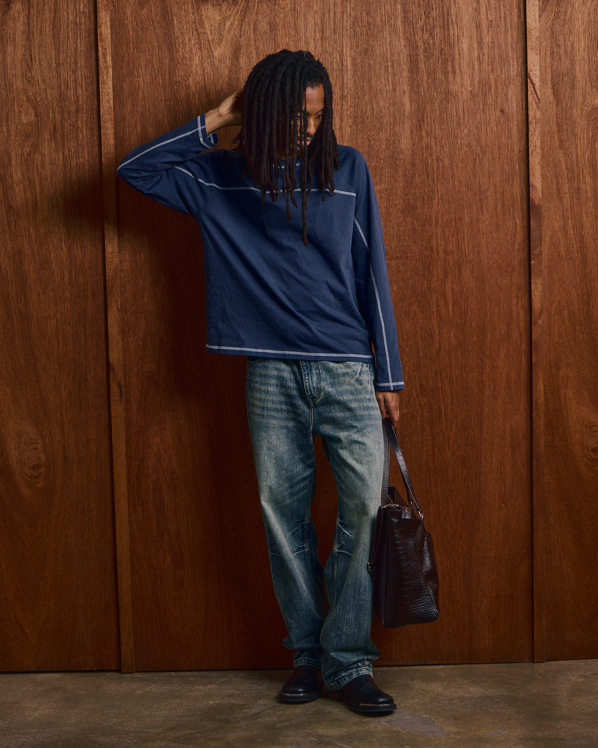 LS Classic Flatlock Tee - Dusty Blue/Baby Blue