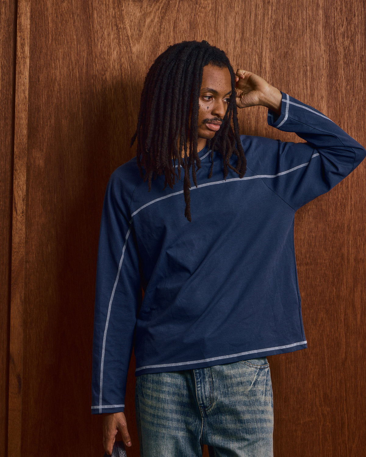 LS Classic Flatlock Tee - Dusty Blue/Baby Blue