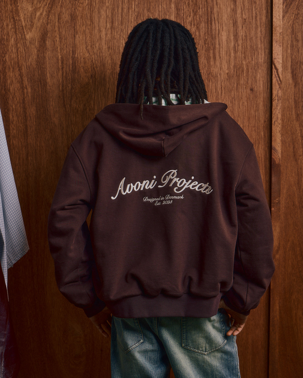 Reversible Zip Hoodie - Dark Brown/Green Check
