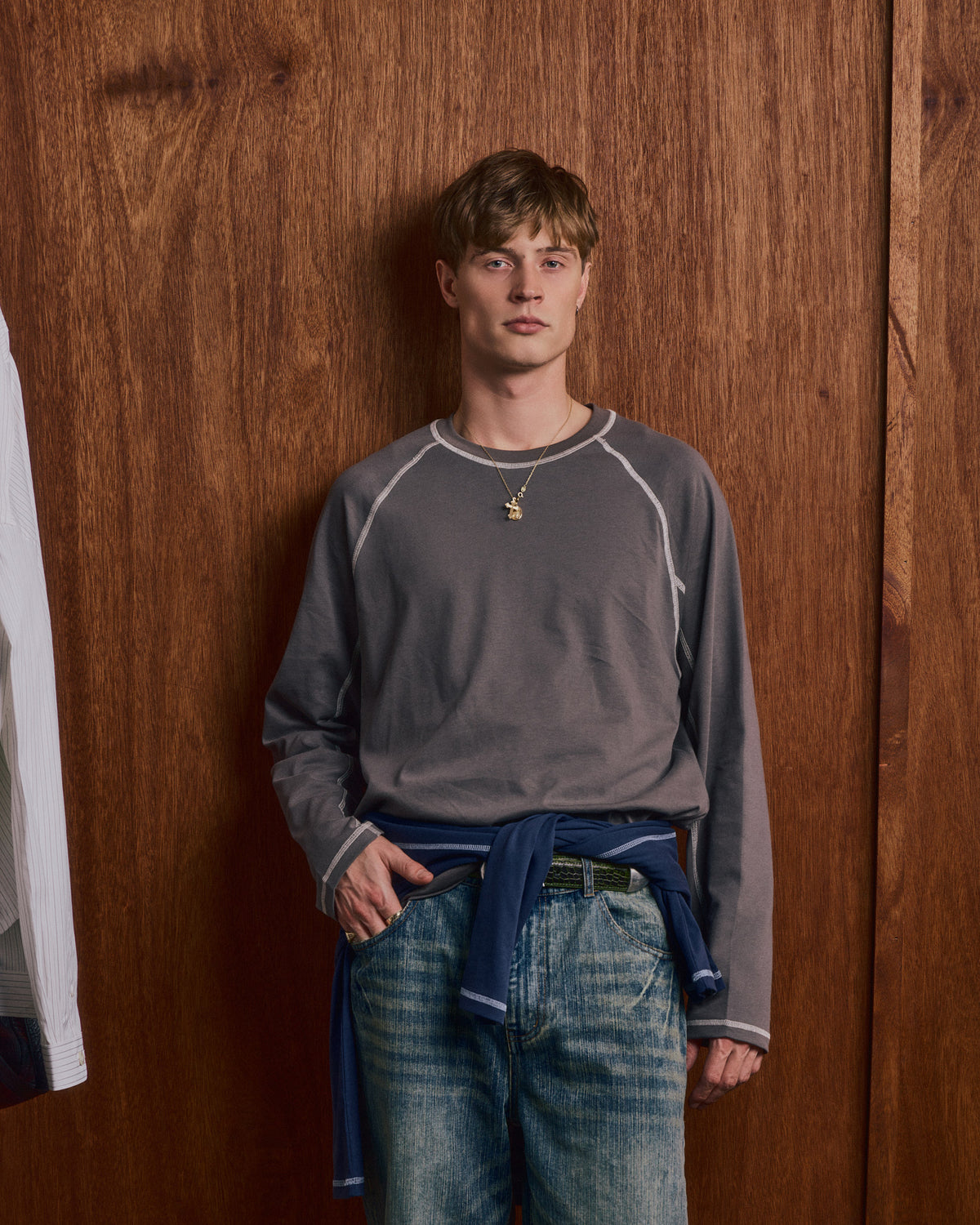 LS Classic Flatlock Tee - Brown/Marshmallow