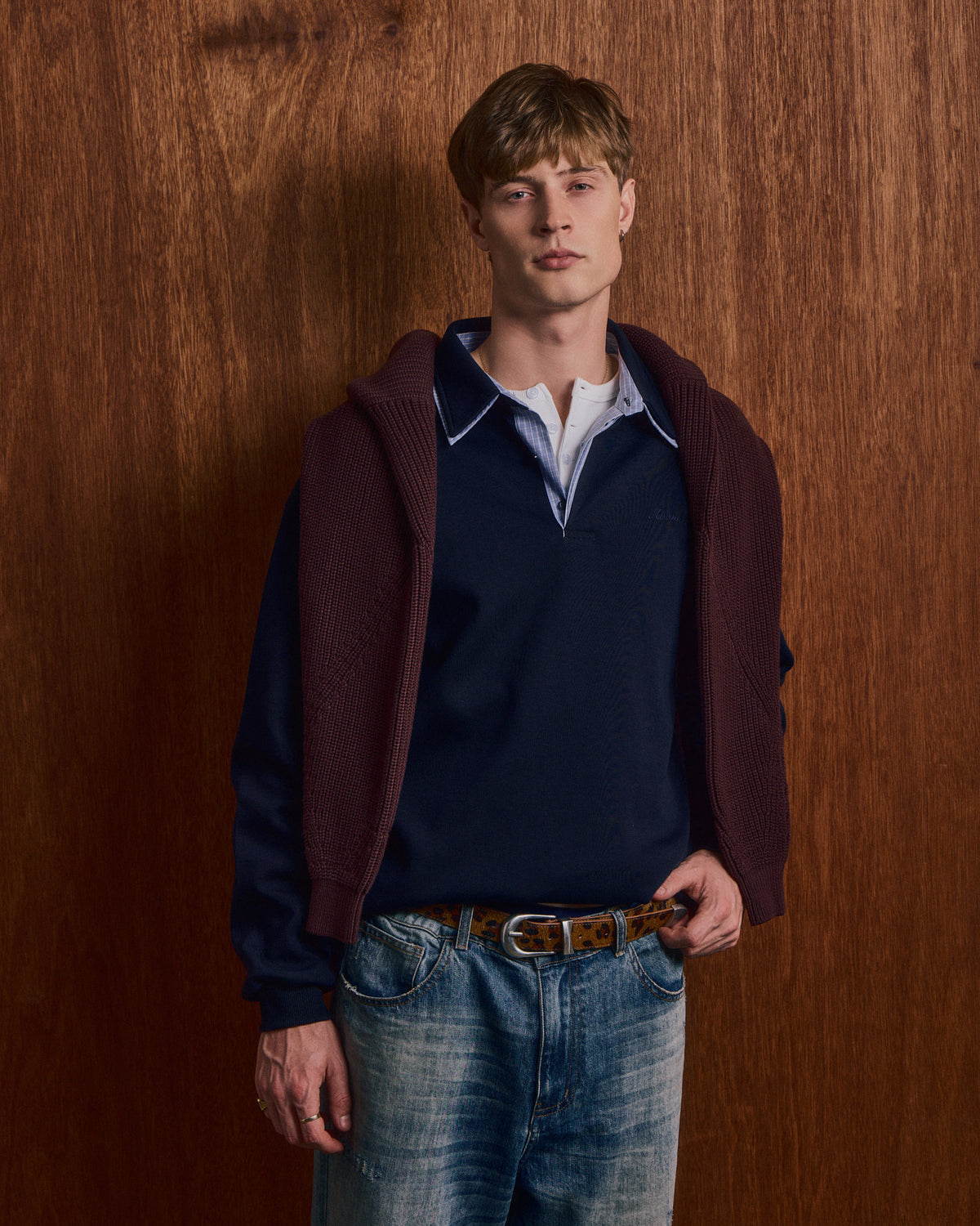 LS Polo Sweatshirt - Navy