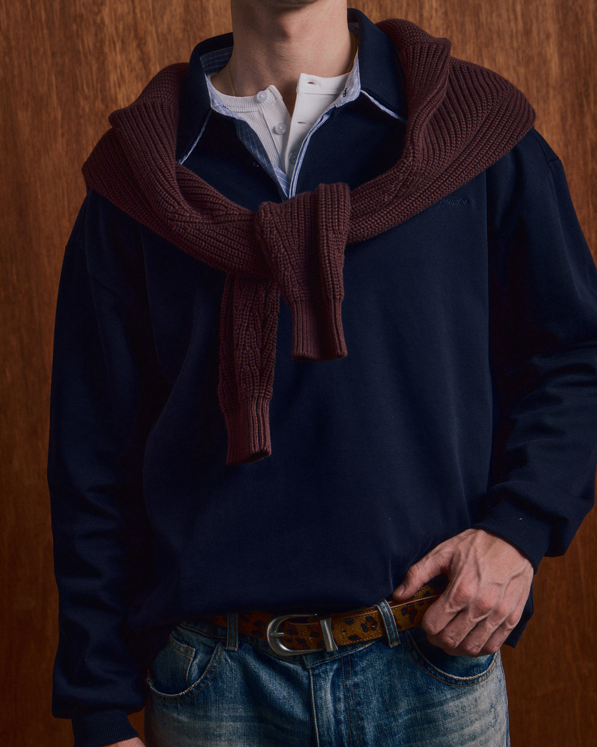 LS Polo Sweatshirt - Navy