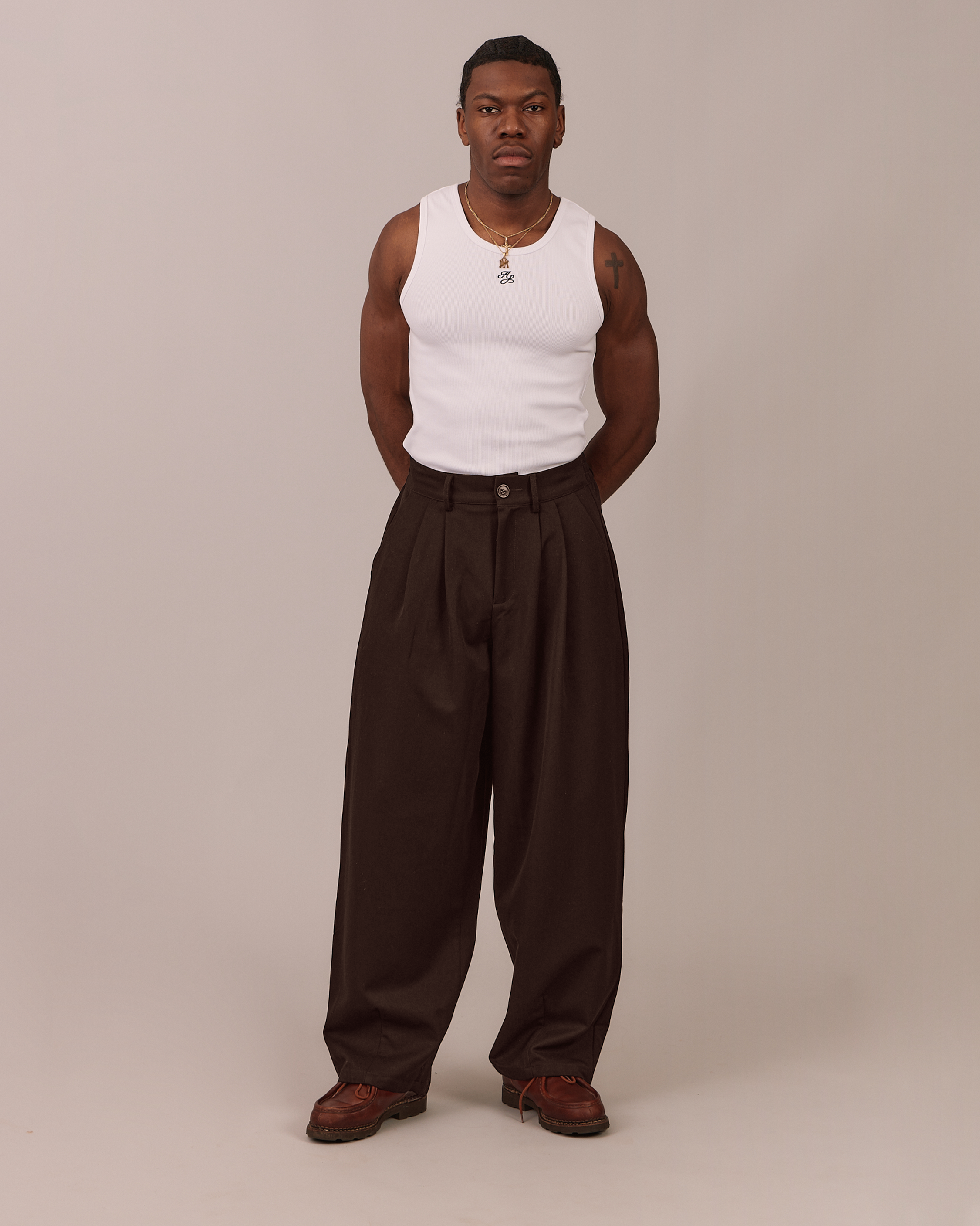 Relaxed Suit Pants - Brown