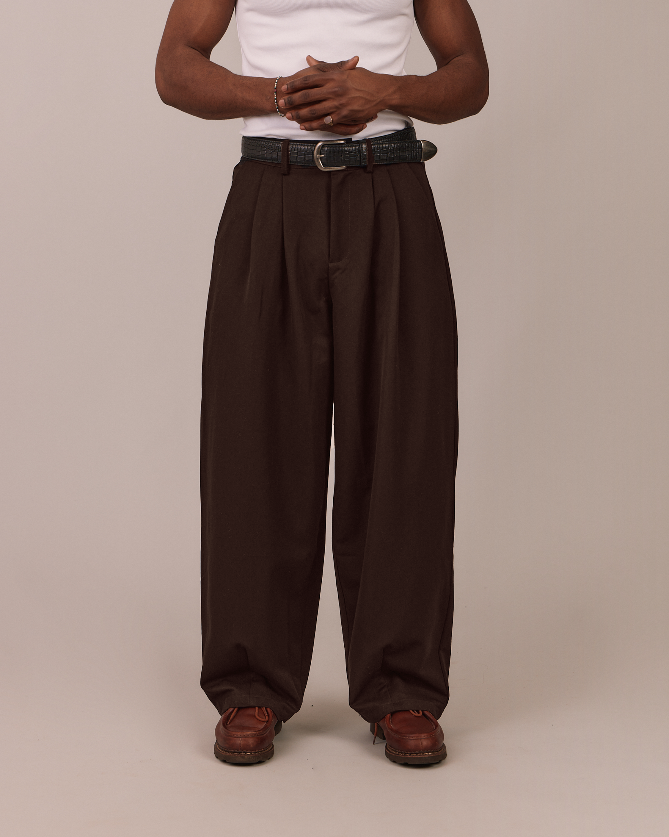 Relaxed Suit Pants - Brown