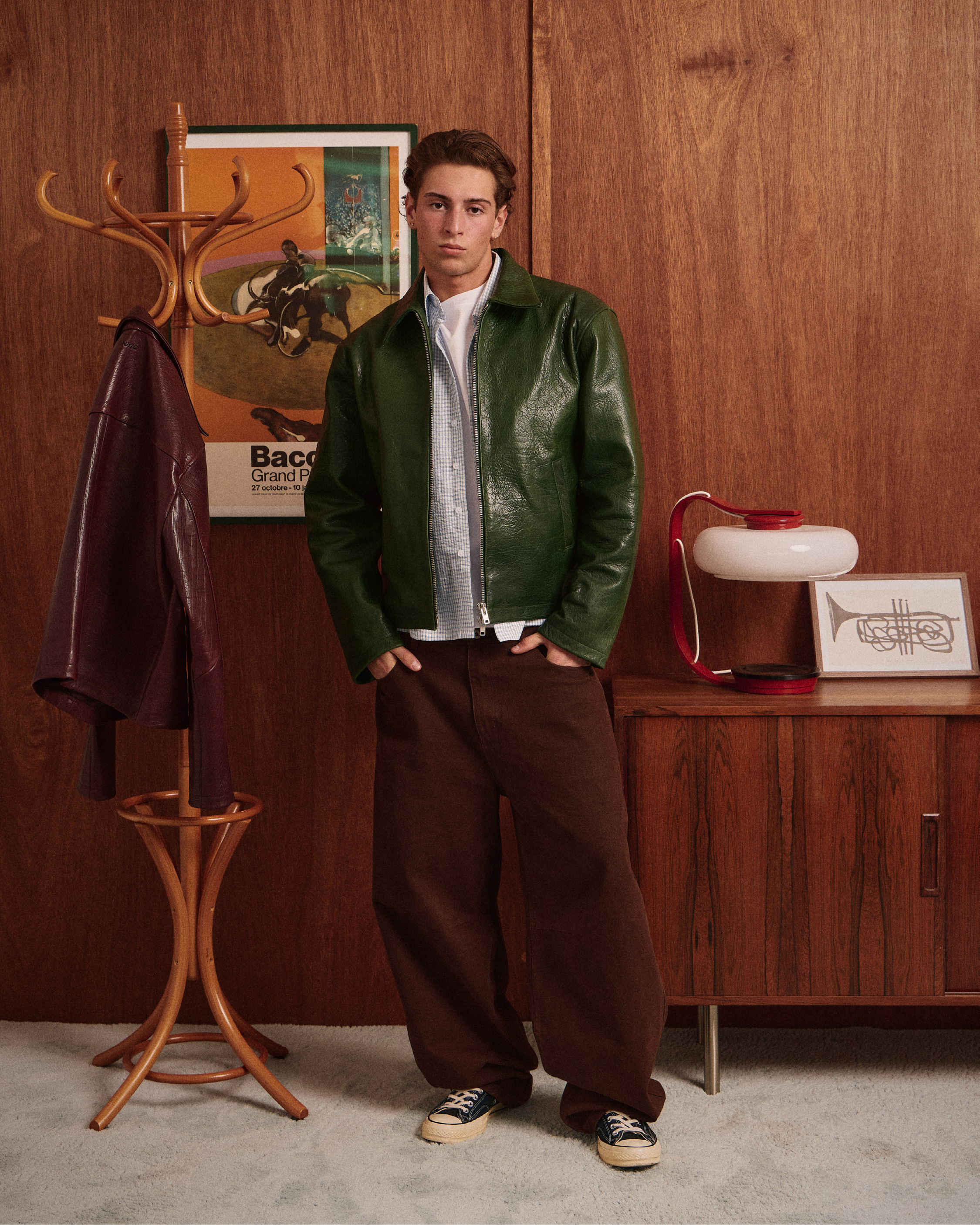 High Gloss Leather Jacket - Green – Avoni Projects