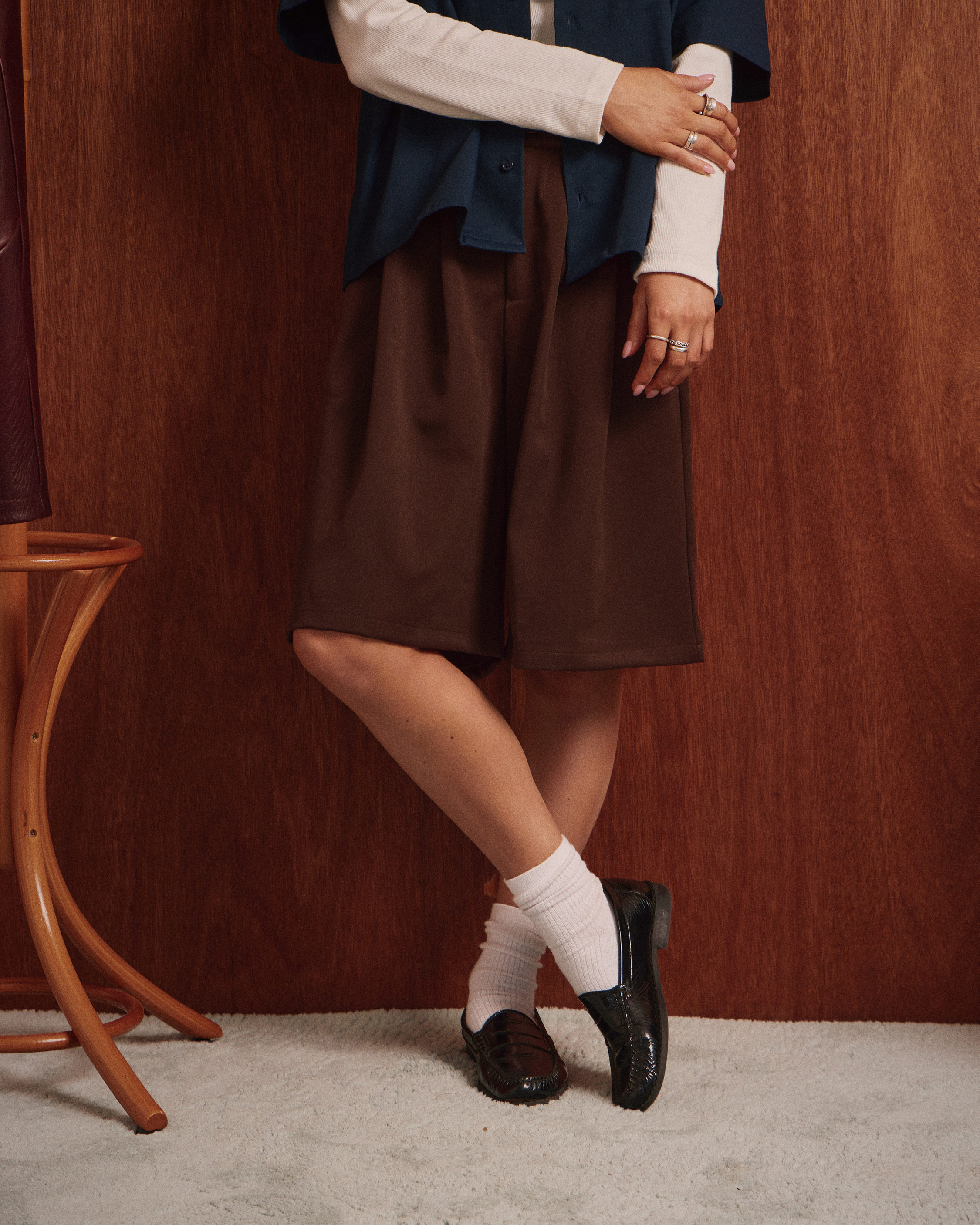 Relaxed Suit Shorts - Brown