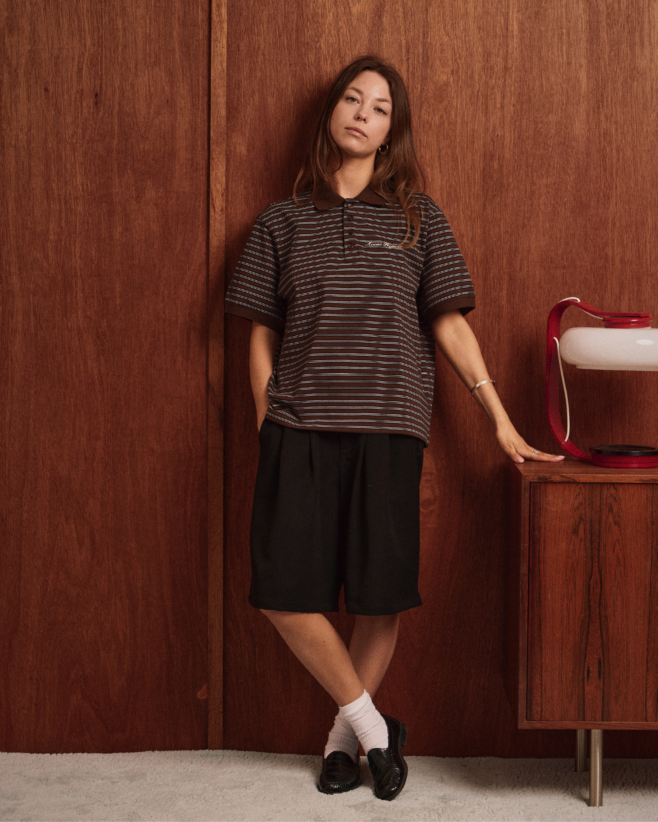 SS Polo Shirt - Brown Stripe