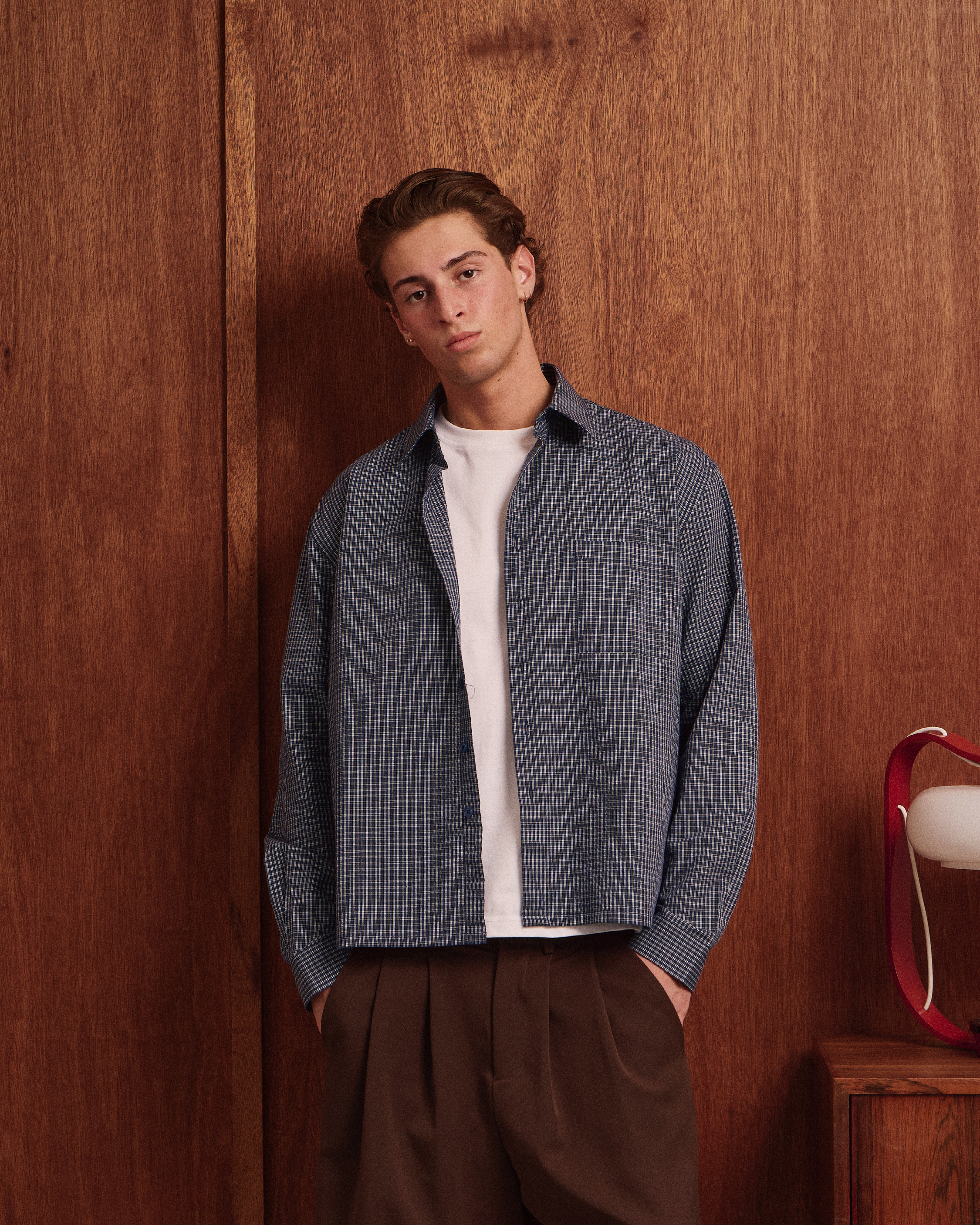 LS Checkered Shirt - Navy/White