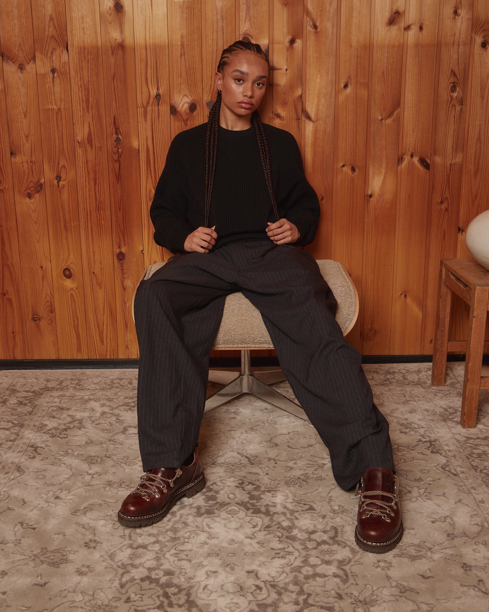 Relaxed Suit Pants - Black Stripe