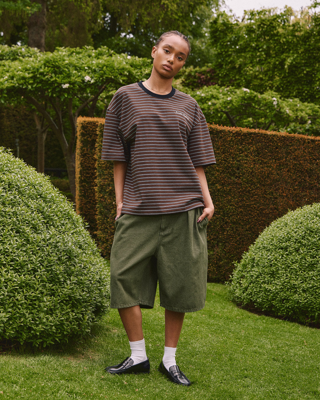 Baggy Pleated Jorts - Green
