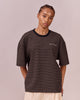Boxy SS Tee - Brown Stripe