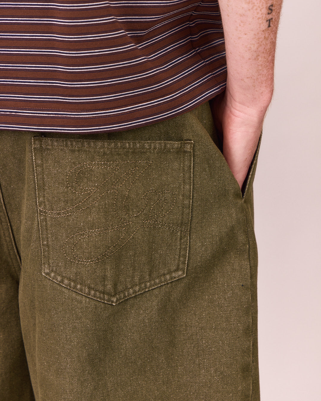 Baggy Pleated Jorts - Green