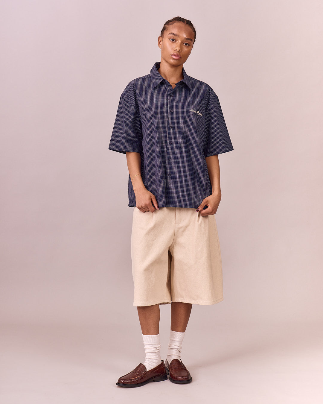SS Checkered Shirt - Navy/White