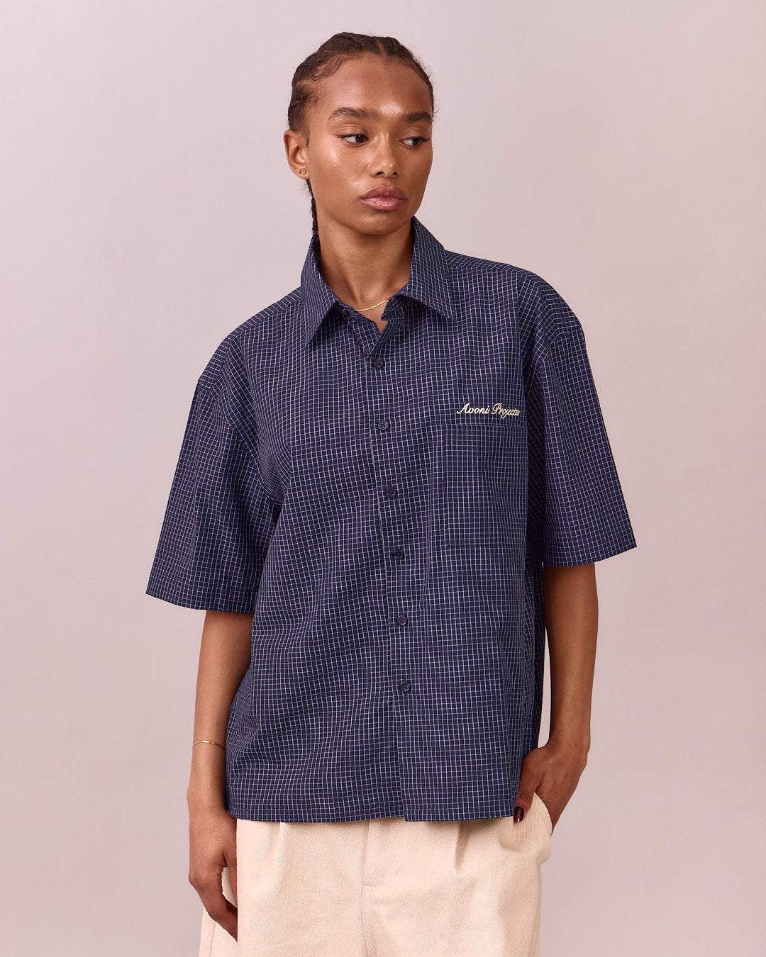 SS Checkered Shirt - Navy/White