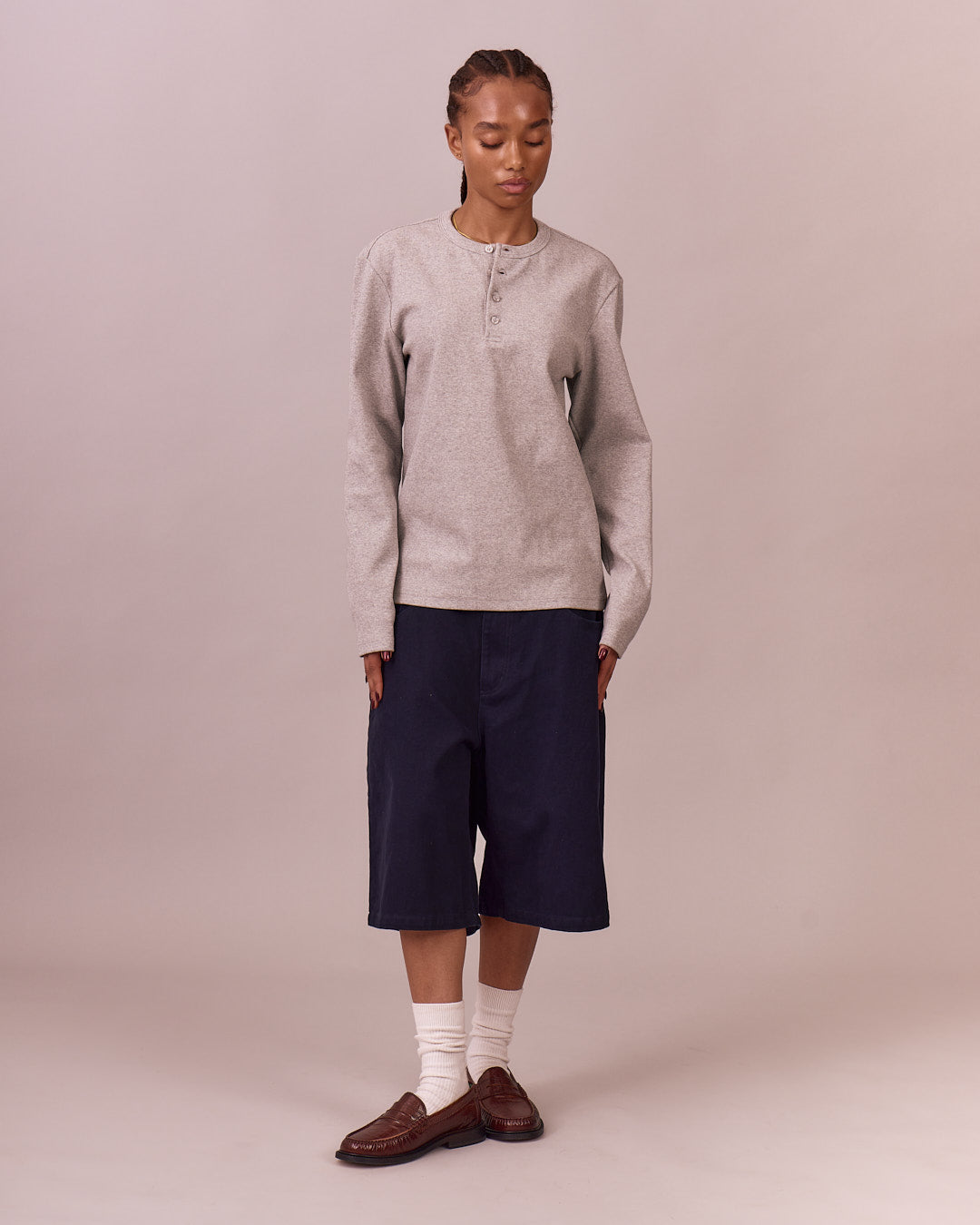 LS Henley Shirt - Grey