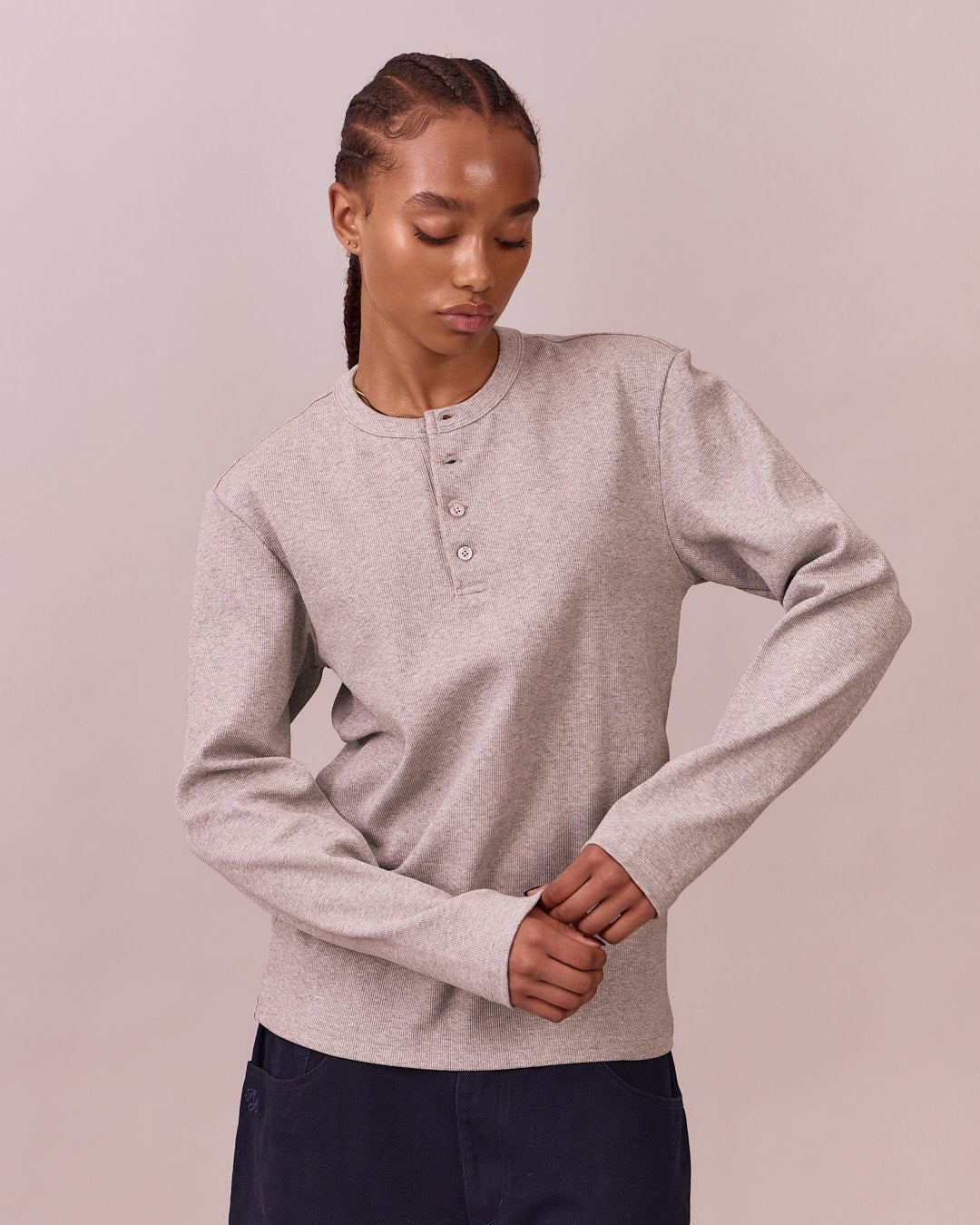 LS Henley Shirt - Grey