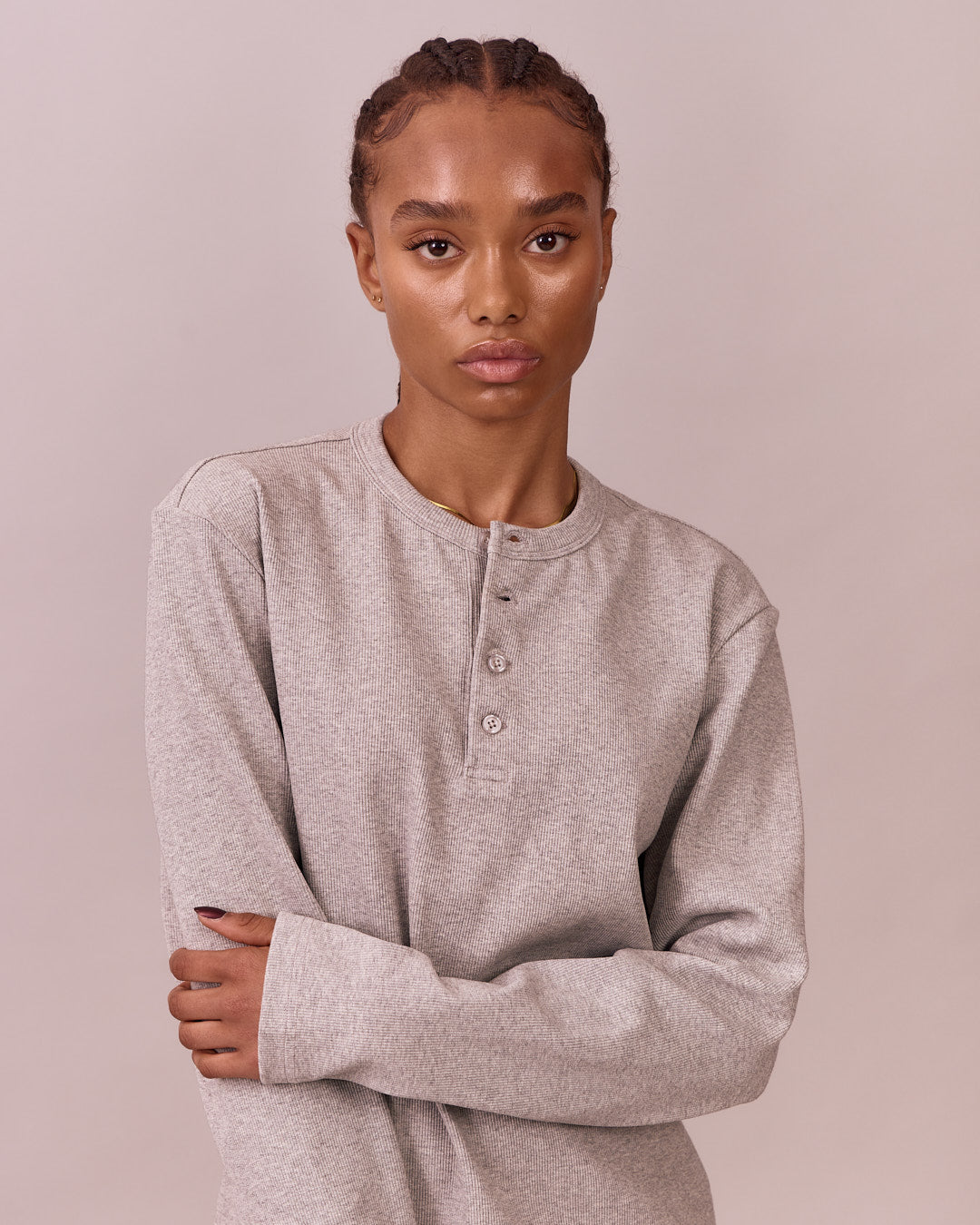 LS Henley Shirt - Grey