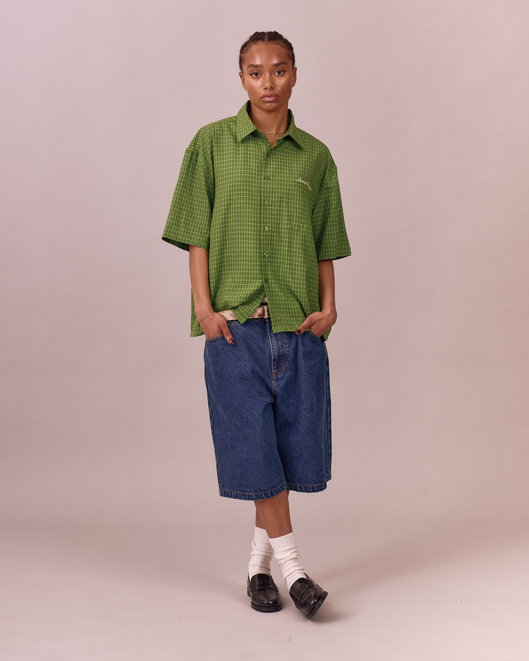SS Checkered Shirt - Emerald Green
