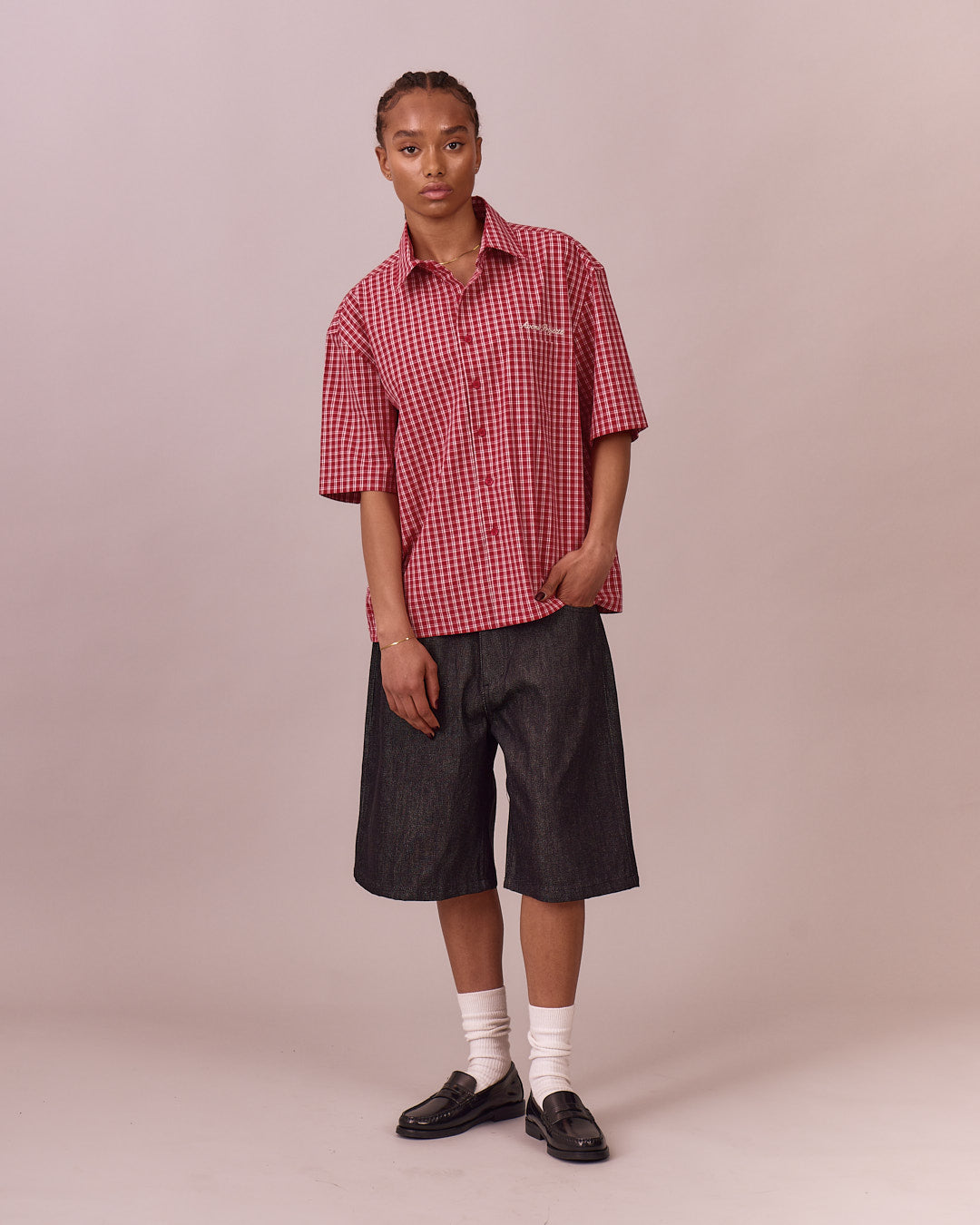 Baggy Slub Selvedge Jorts - Black