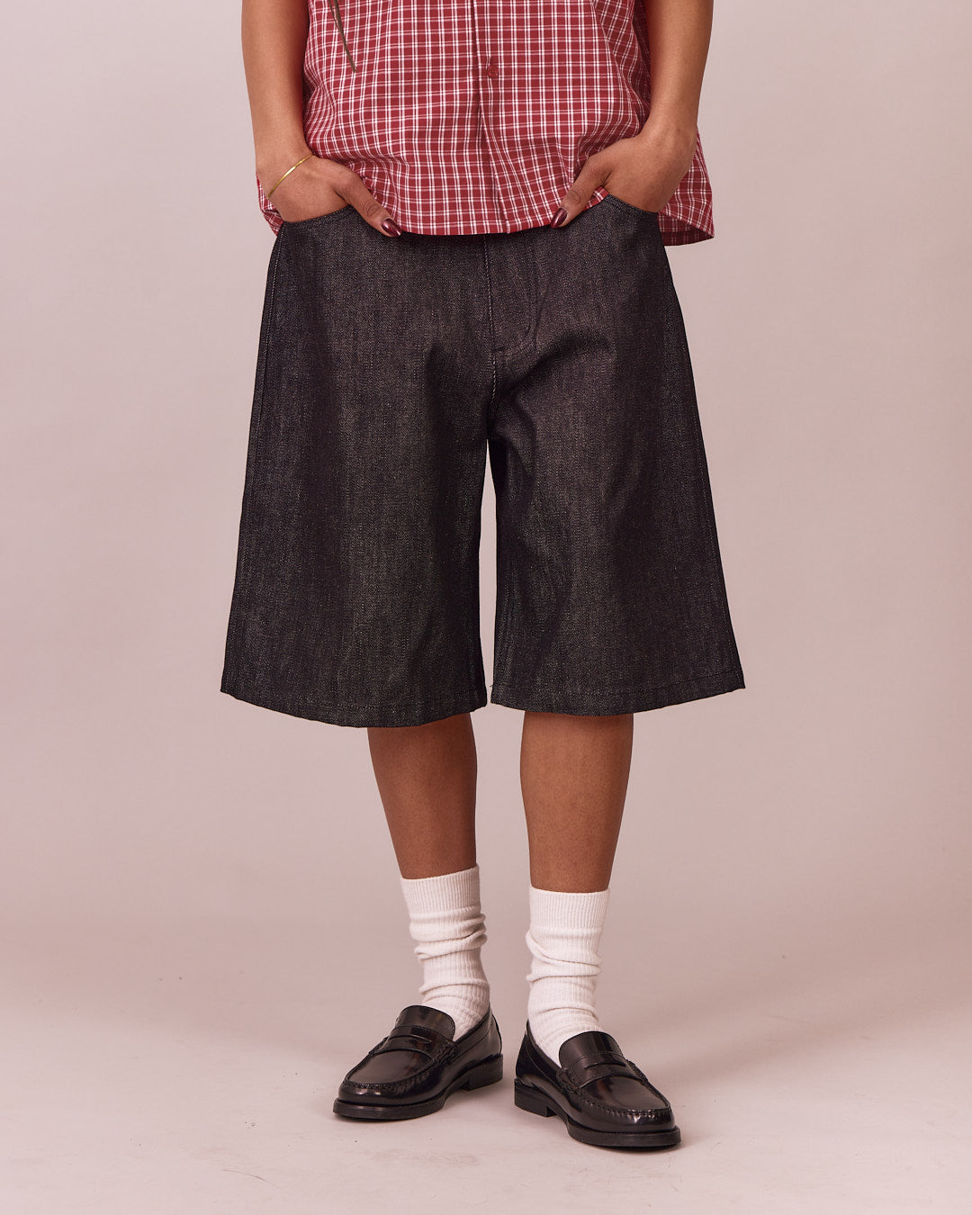 Baggy Slub Selvedge Jorts - Black
