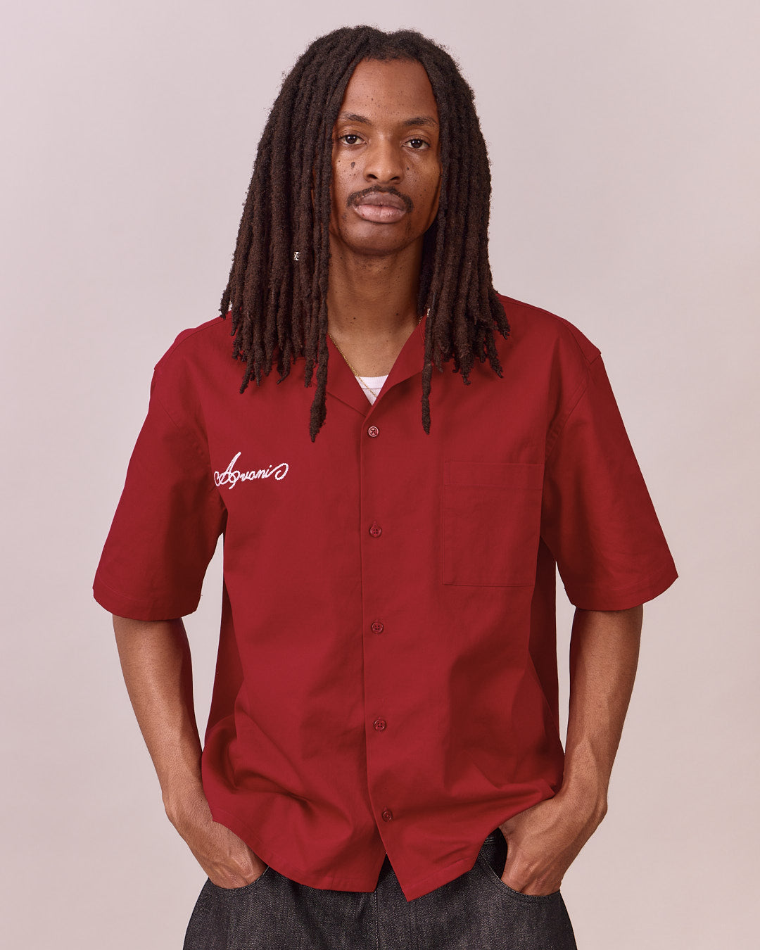 SS Canvas Cafe Shirt - Red