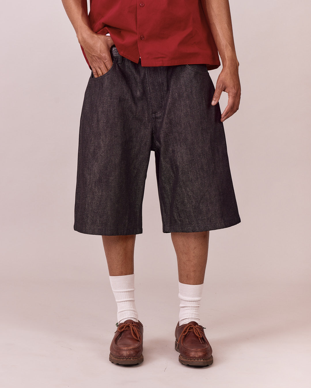 Baggy Slub Selvedge Jorts - Black