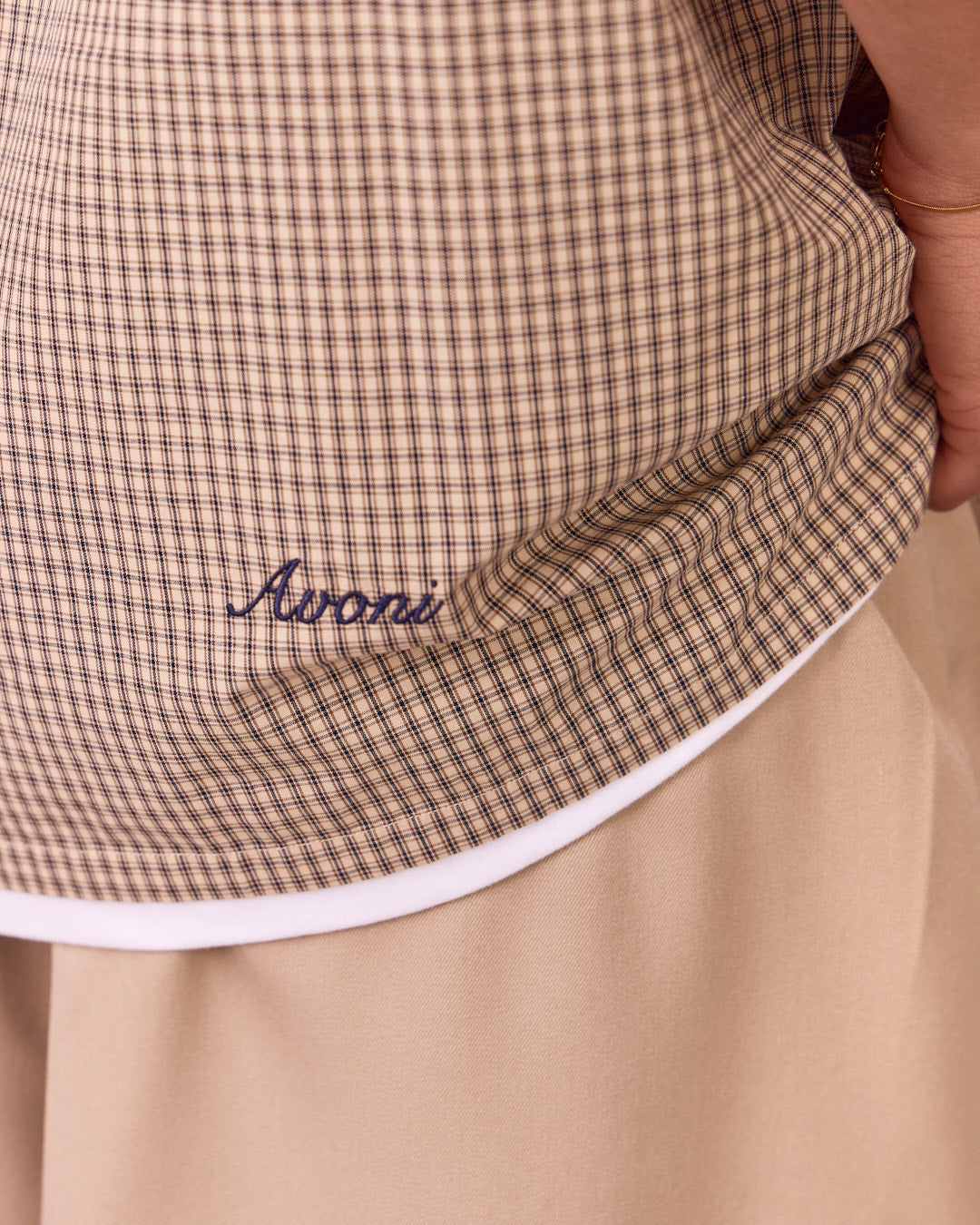 SS Checkered Shirt - Warm Sand/Navy