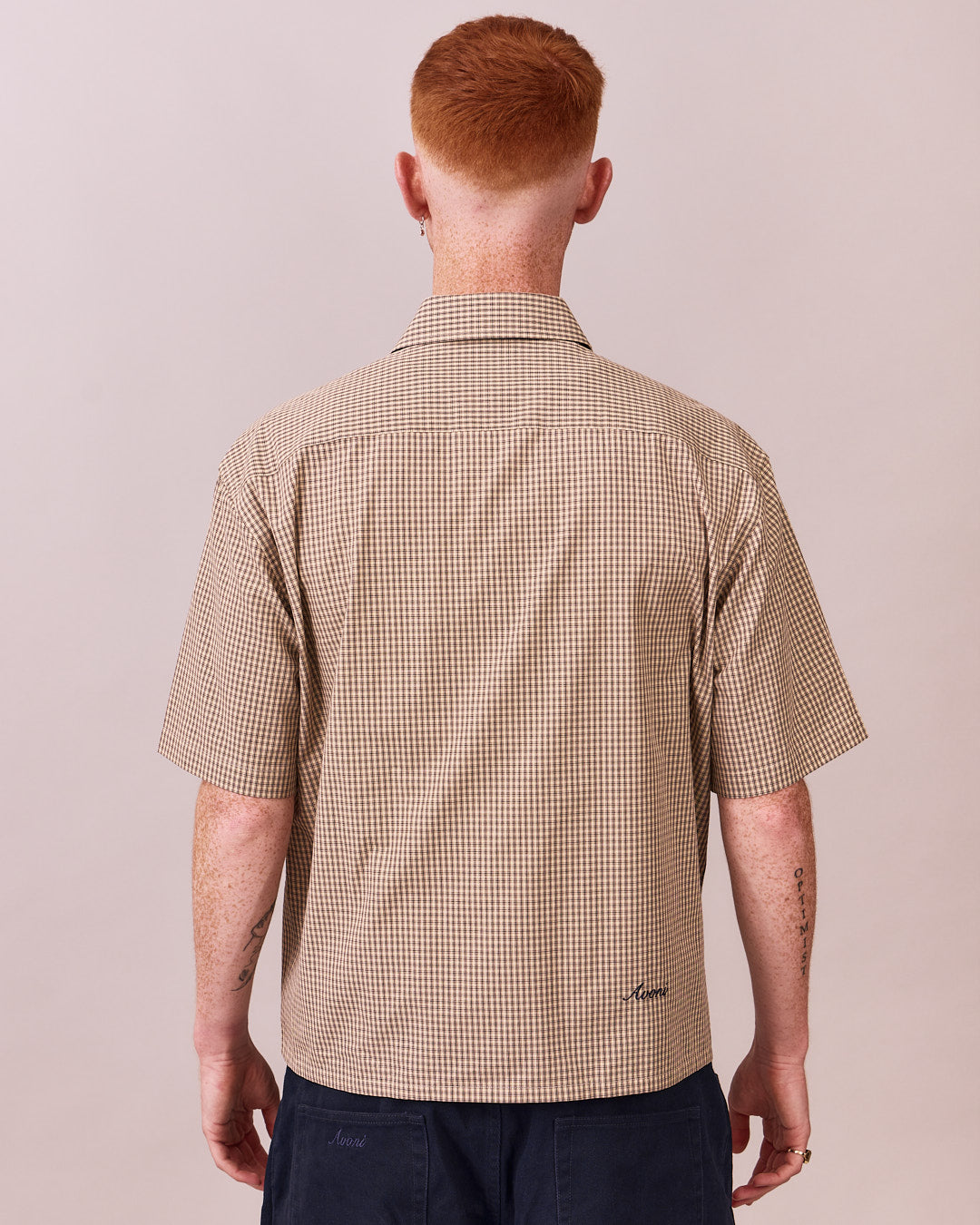 SS Checkered Shirt - Warm Sand/Navy