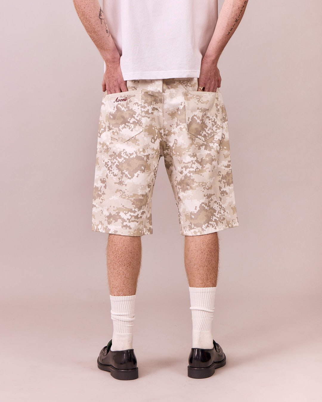 Baggy Canvas Jorts - Beige Camo