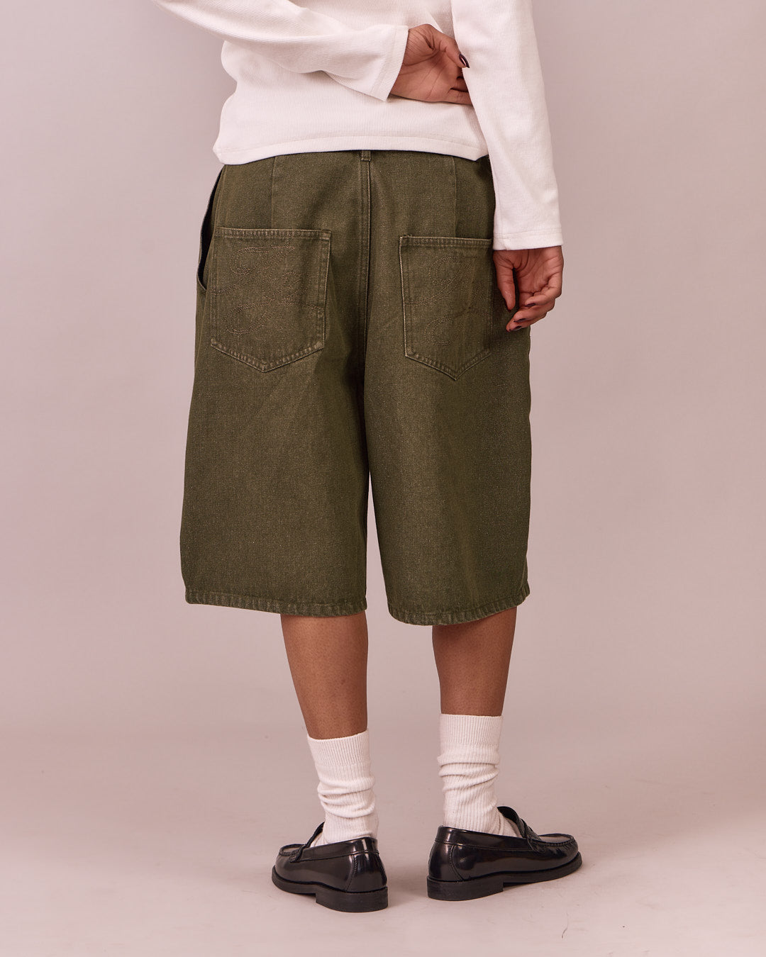 Baggy Pleated Jorts - Green