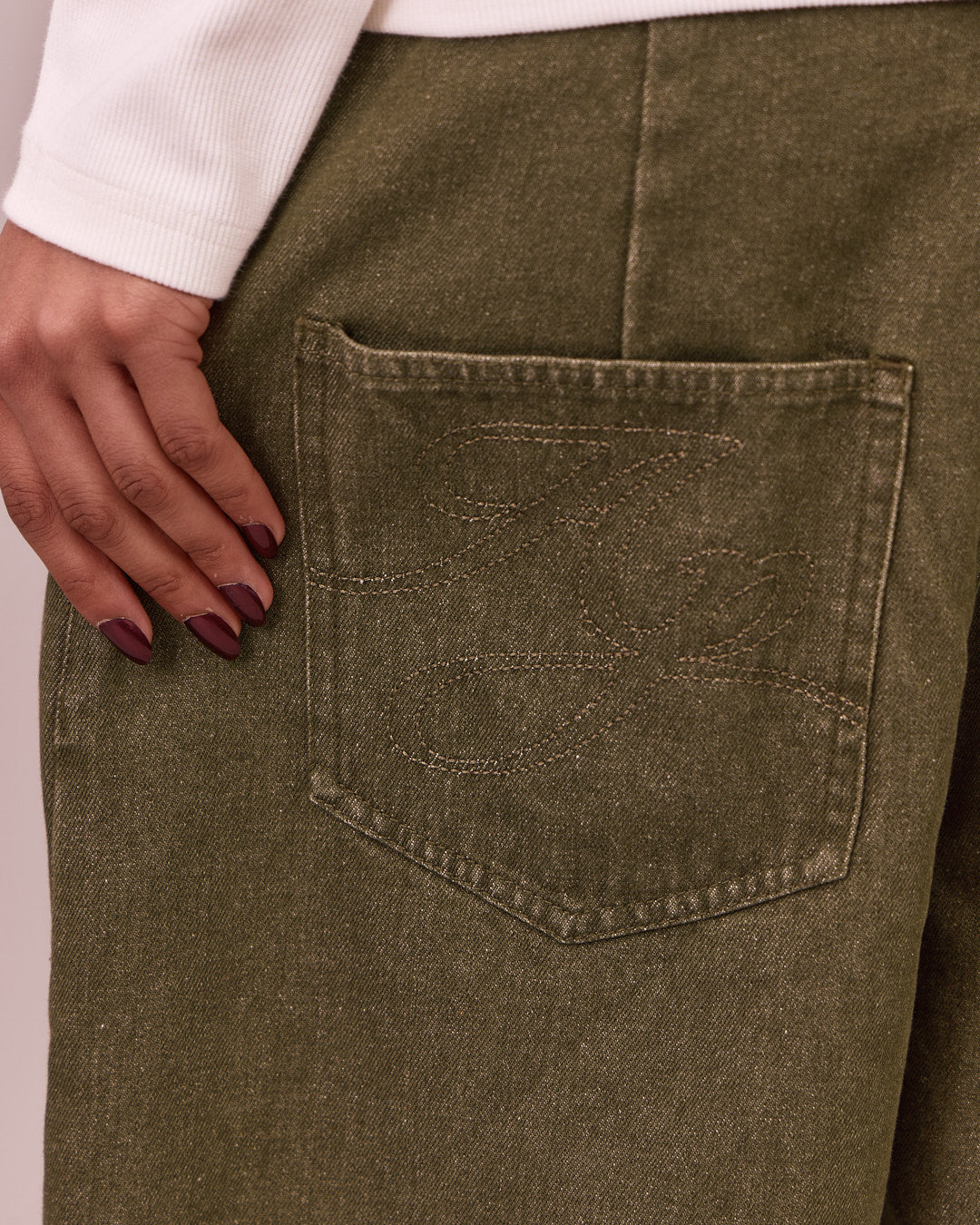 Baggy Pleated Jorts - Green
