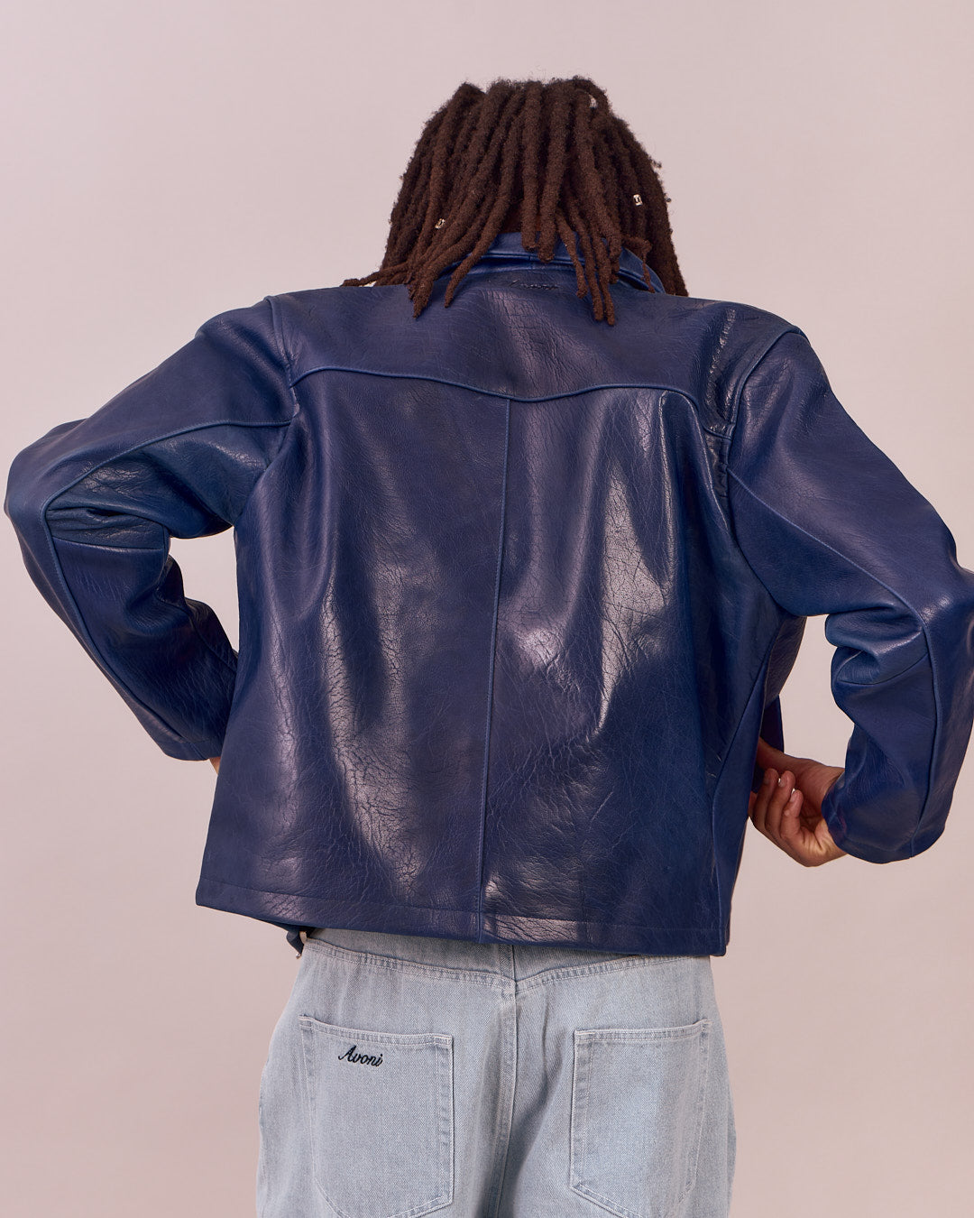 High Gloss Leather Jacket - Blue