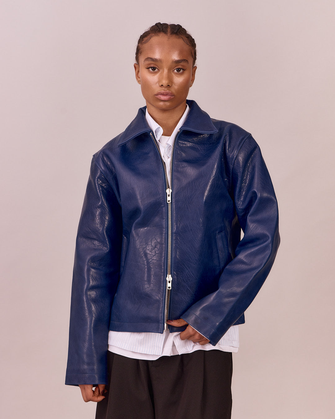 High Gloss Leather Jacket - Blue