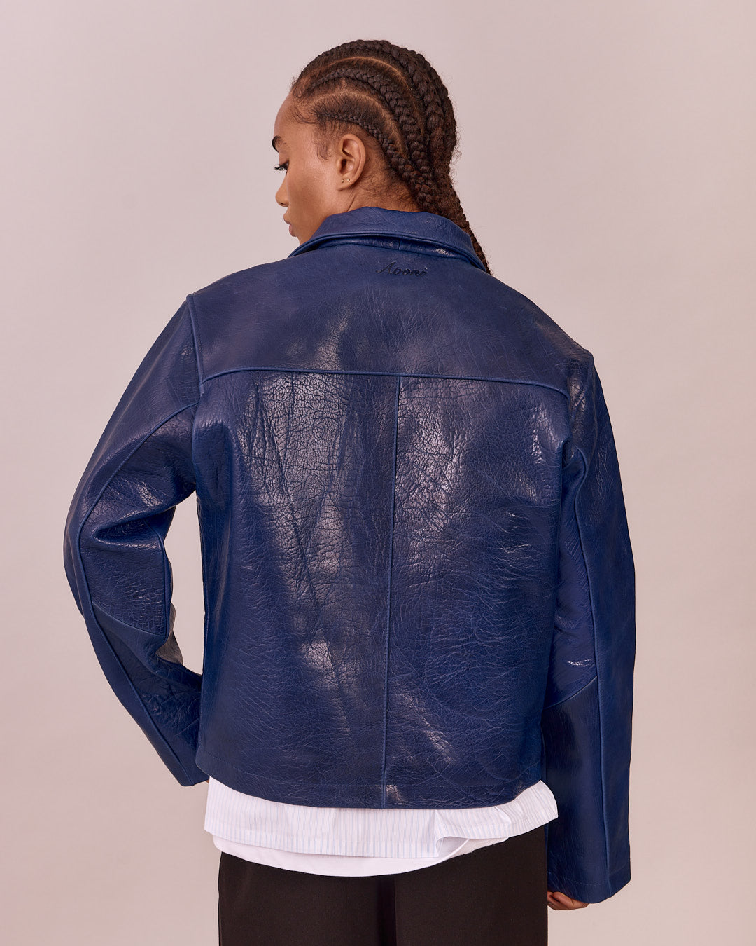 High Gloss Leather Jacket - Blue
