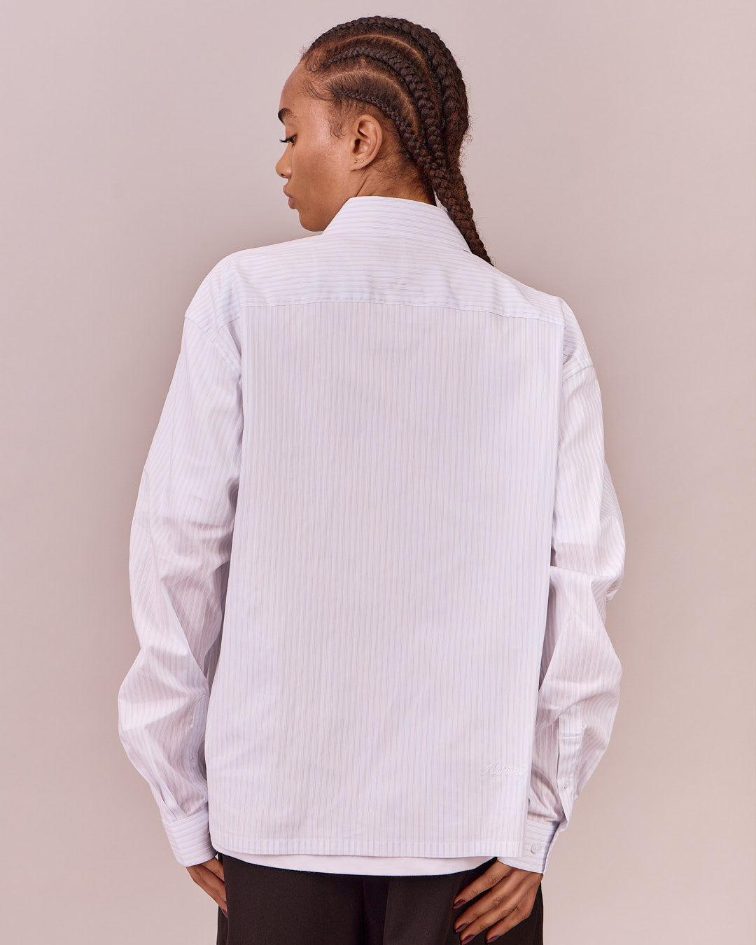 LS Striped Shirt - White w. Blue Stripe