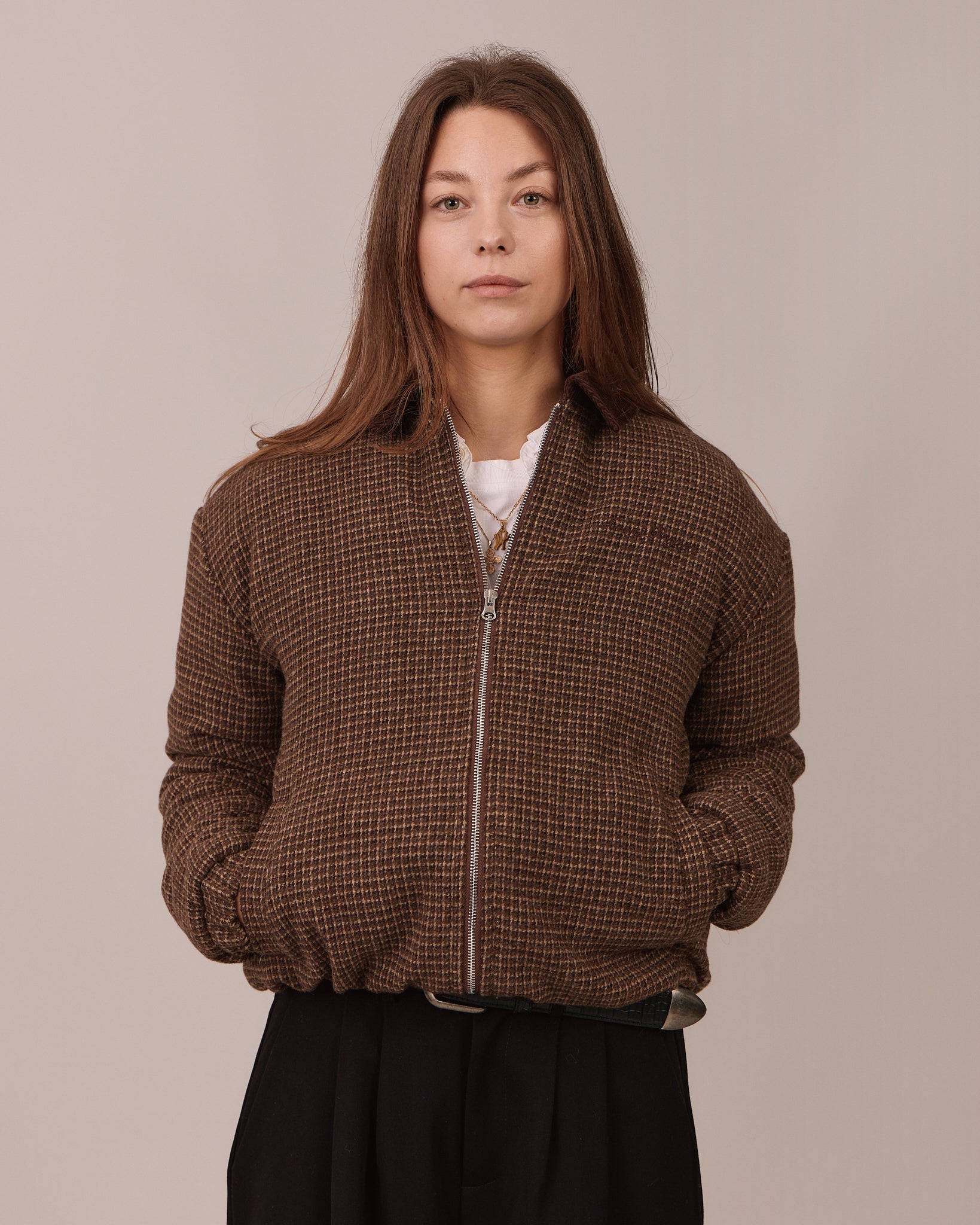 Wool Bomber Jacket  - Check