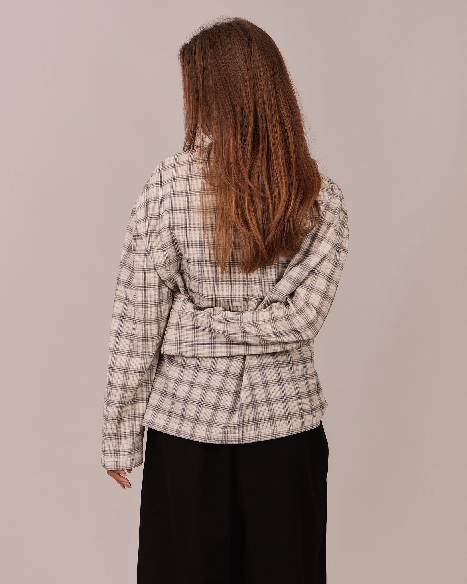 Classic LS Waffle Tee - Blue Check